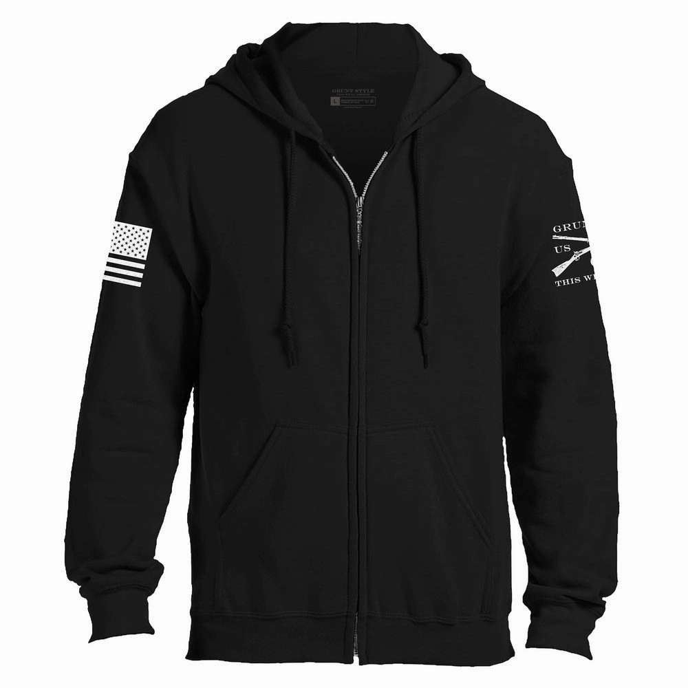 Sport Day Antelope like Grunt Style Basic Full-Zip Hoodie - Black