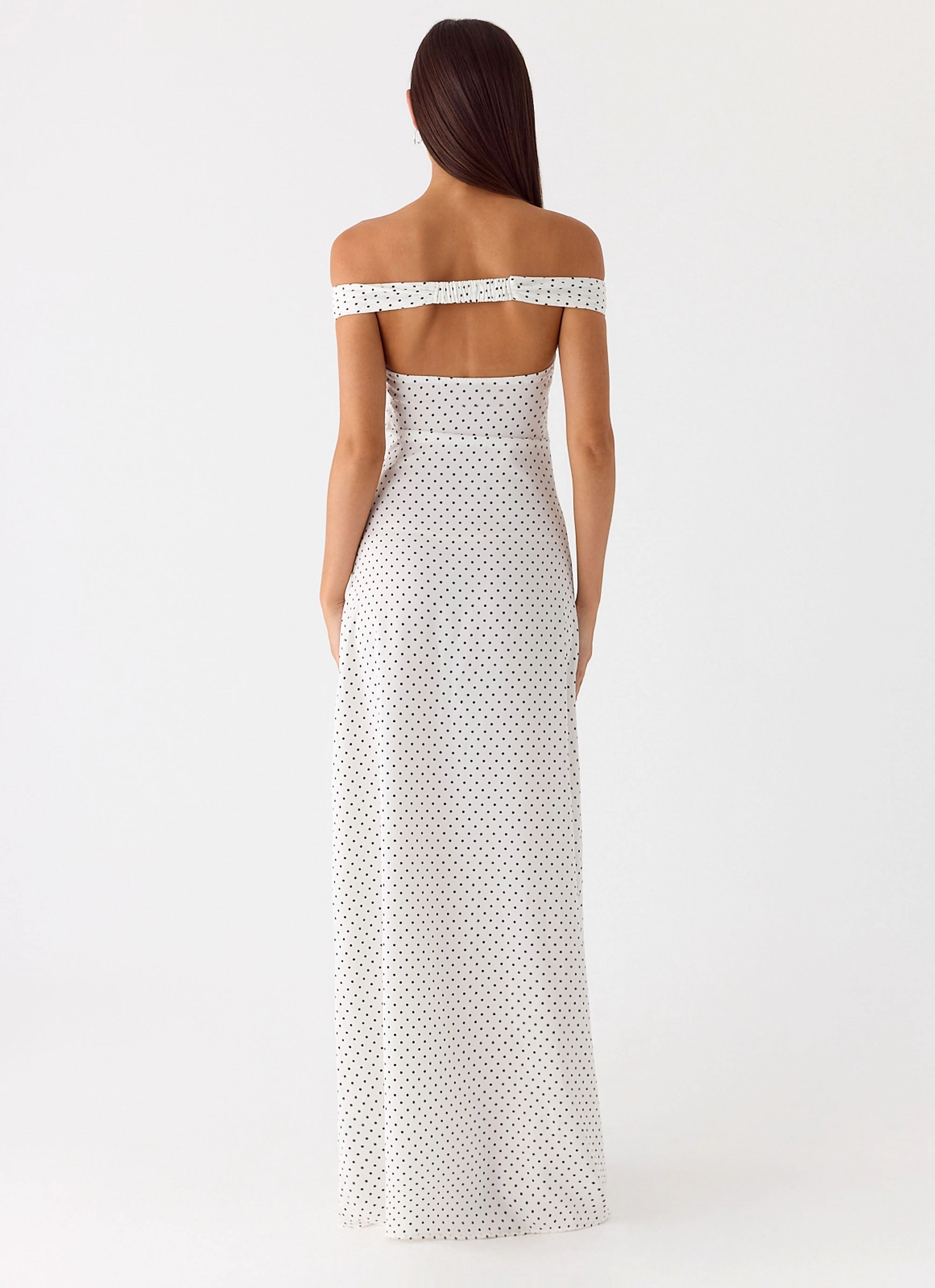 Soft Pleats Chill Fashion Melany Maxi Dress - White Polkadot