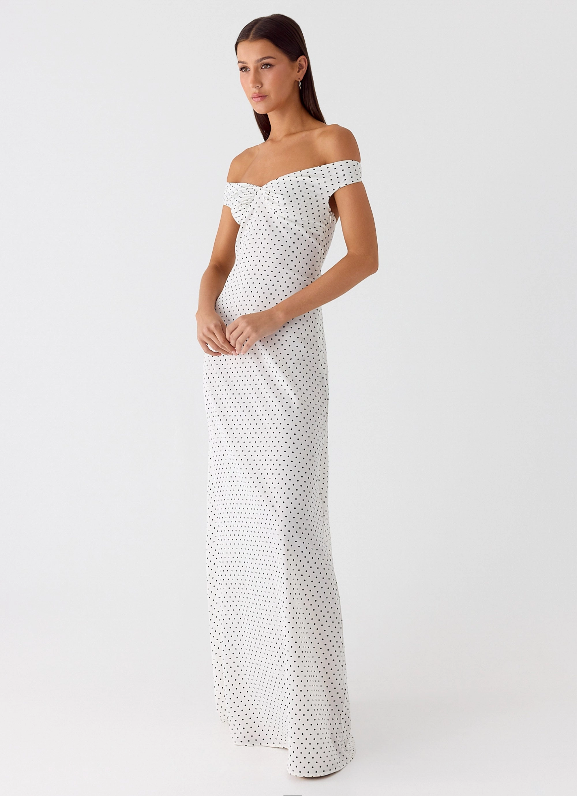 Melany Maxi Dress - White Polkadot Wedding Style
