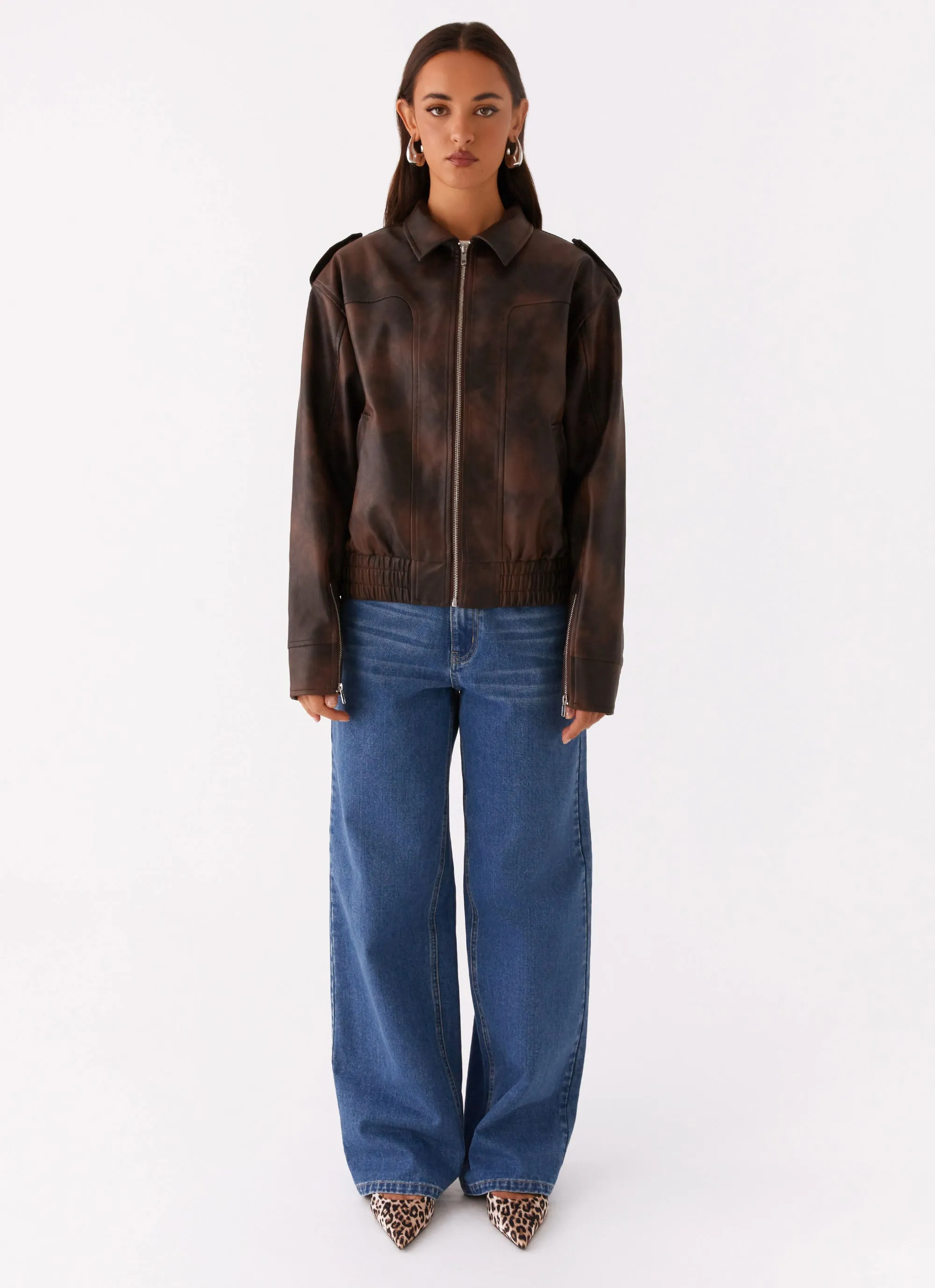 Lockdown Hood Toggle Chicago Bomber Jacket - Chocolate