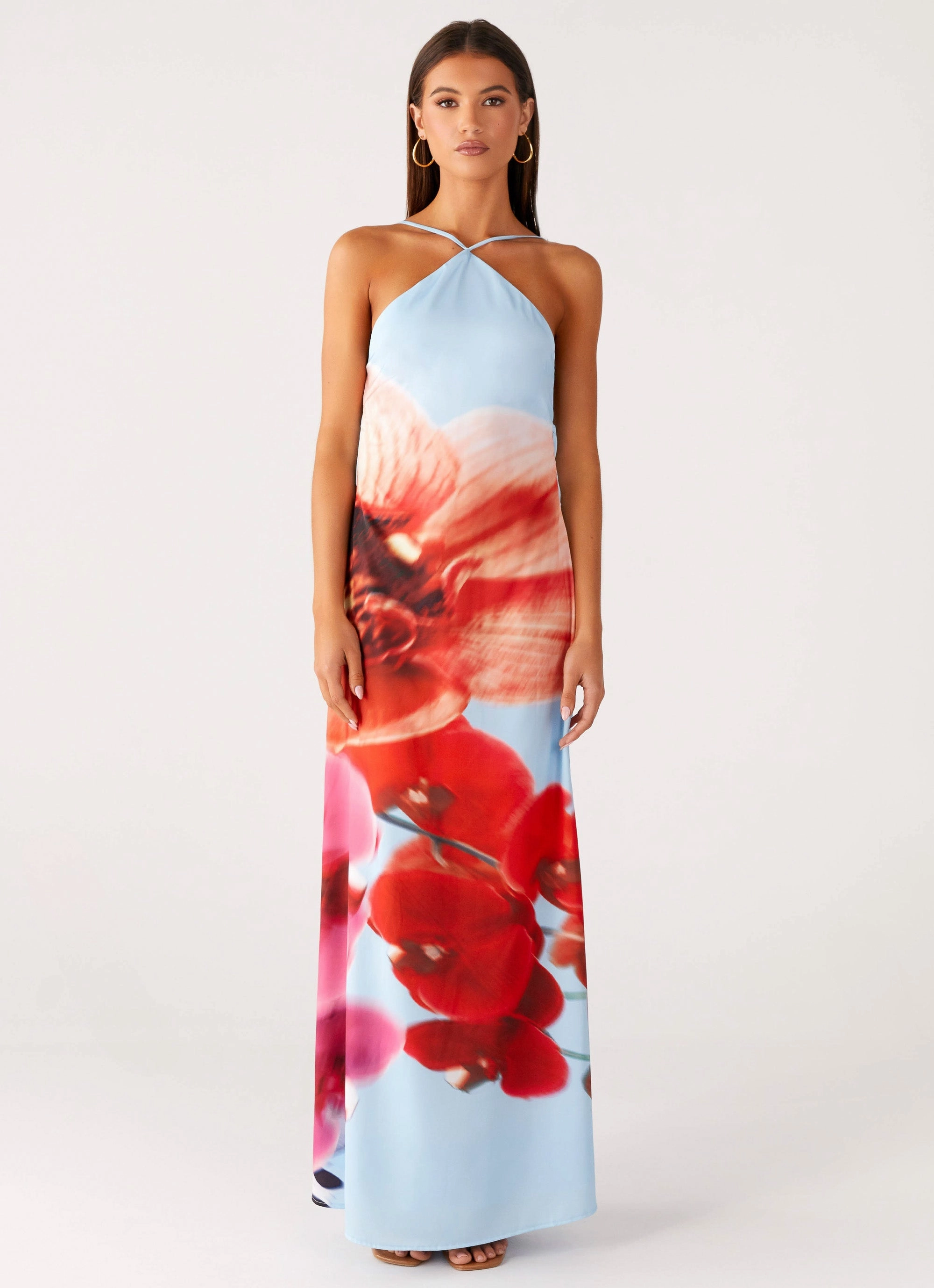 Form Fitting Youth Charm Chloe Maxi Dress - Turquoise Bloom