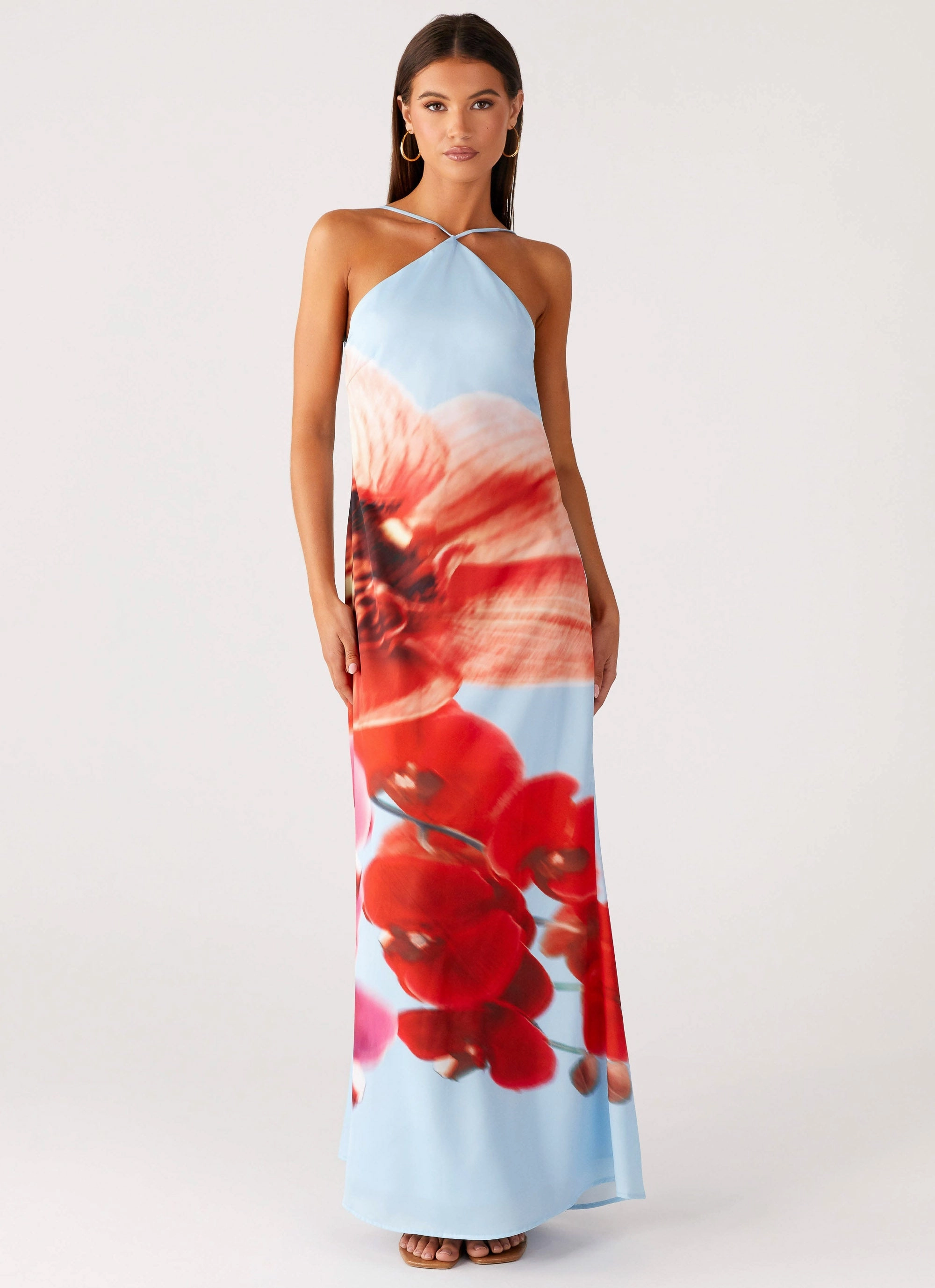 Chloe Maxi Dress - Turquoise Bloom Vibrant Light Magnetic-Closure