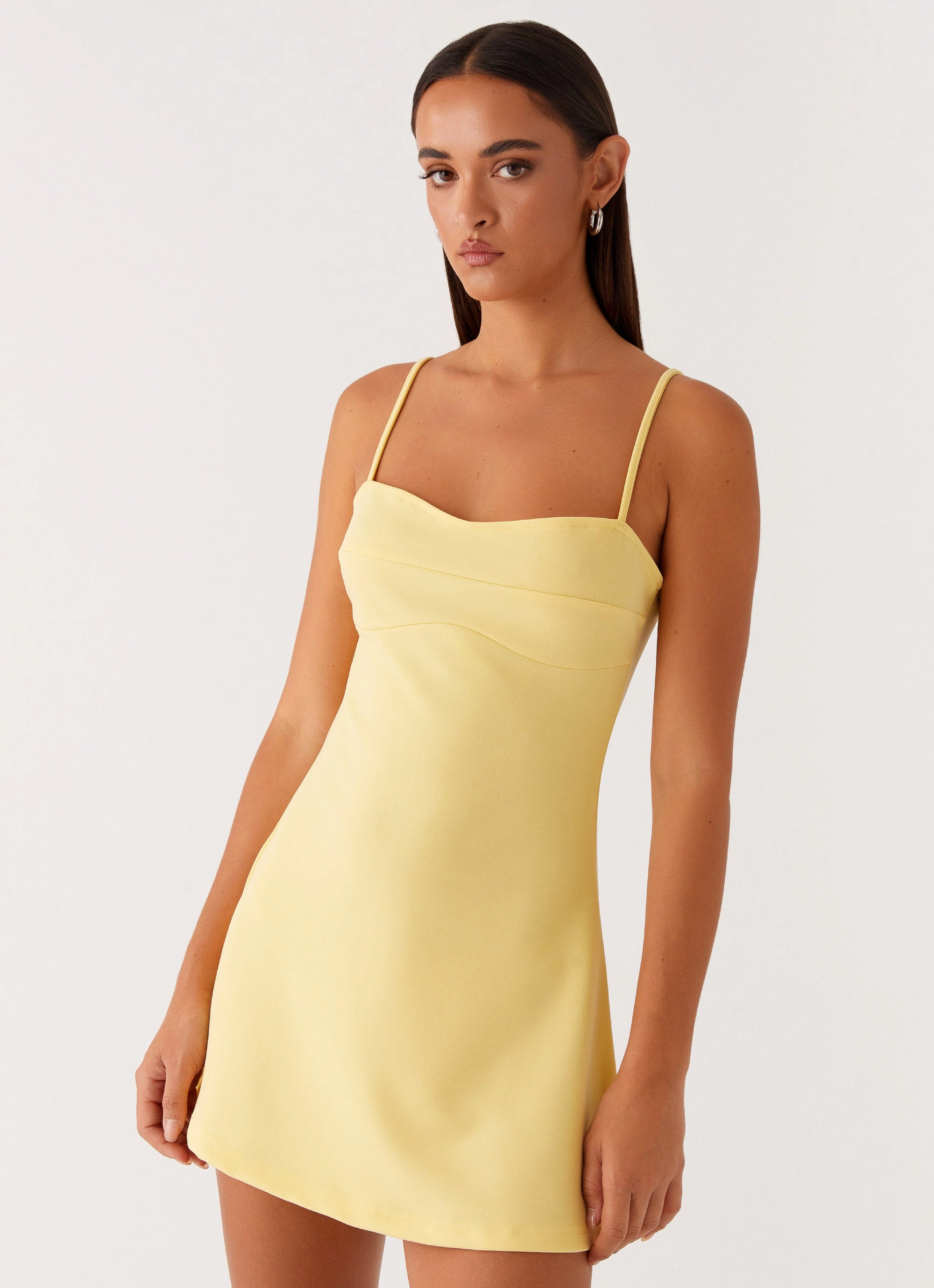 Smart Layer Gathered-Detail Cindy Mini Dress - Yellow