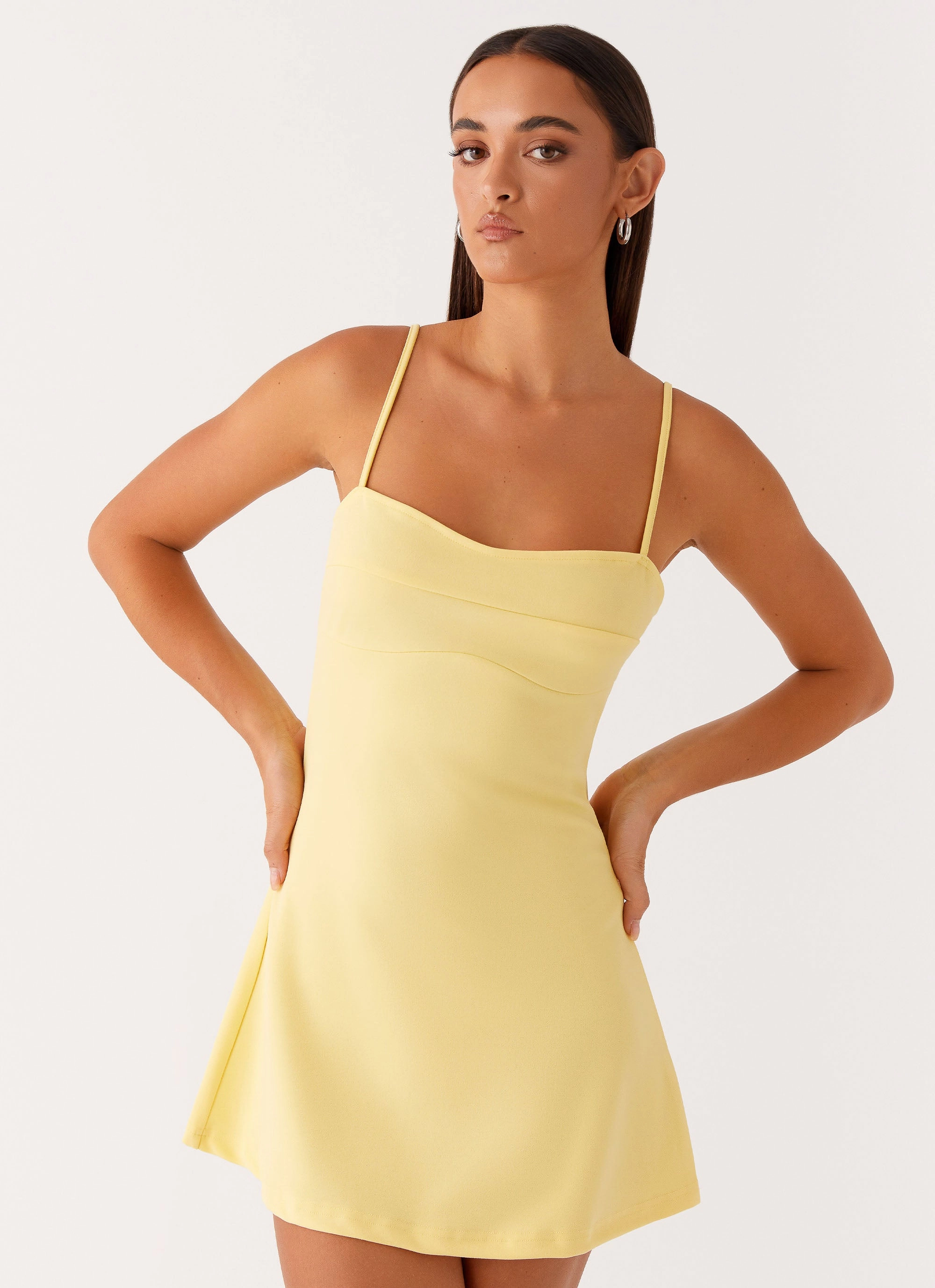 Cindy Mini Dress - Yellow knee-length