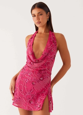 Daytime Look Cinzia Beaded Mini Dress - Fuchsia