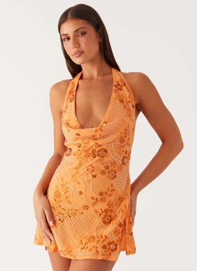 Smart Cut Cinzia Beaded Mini Dress - Orange