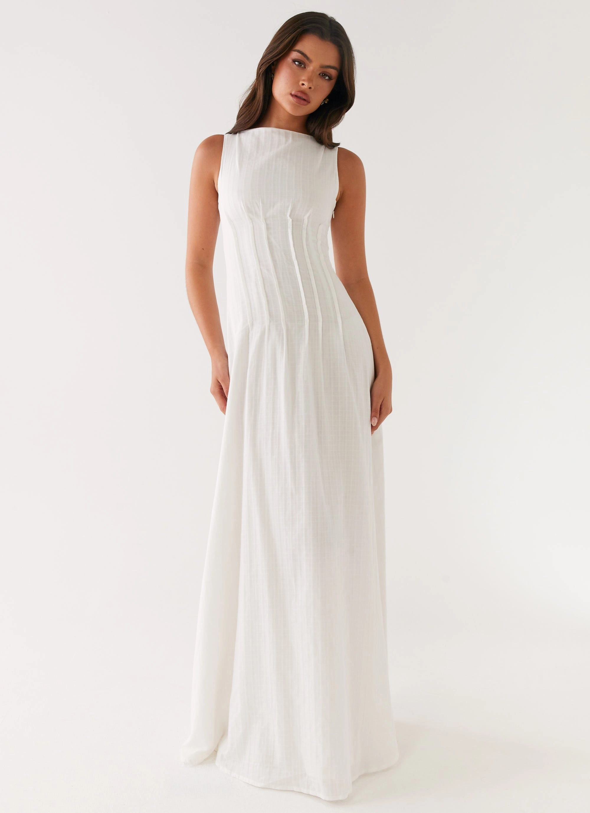 Drape Wave Maloney Maxi Dress - White