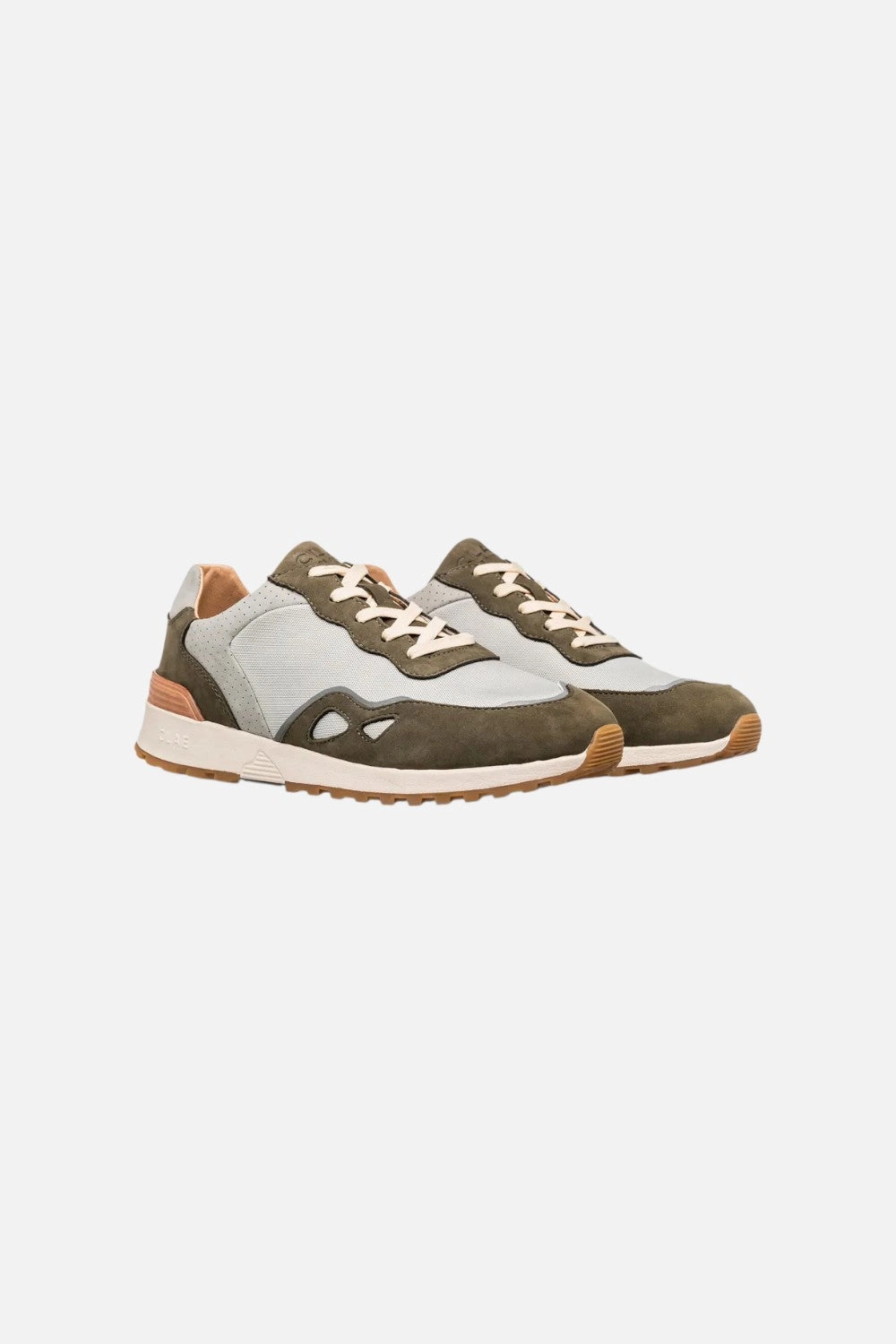 Responsive Footbed Gym workout CLAE Hayden Sneaker In Olive Flint Grey Nubuck