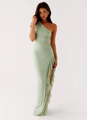 Clarence Maxi Dress - Sage Crisp Silhouette Casual Look