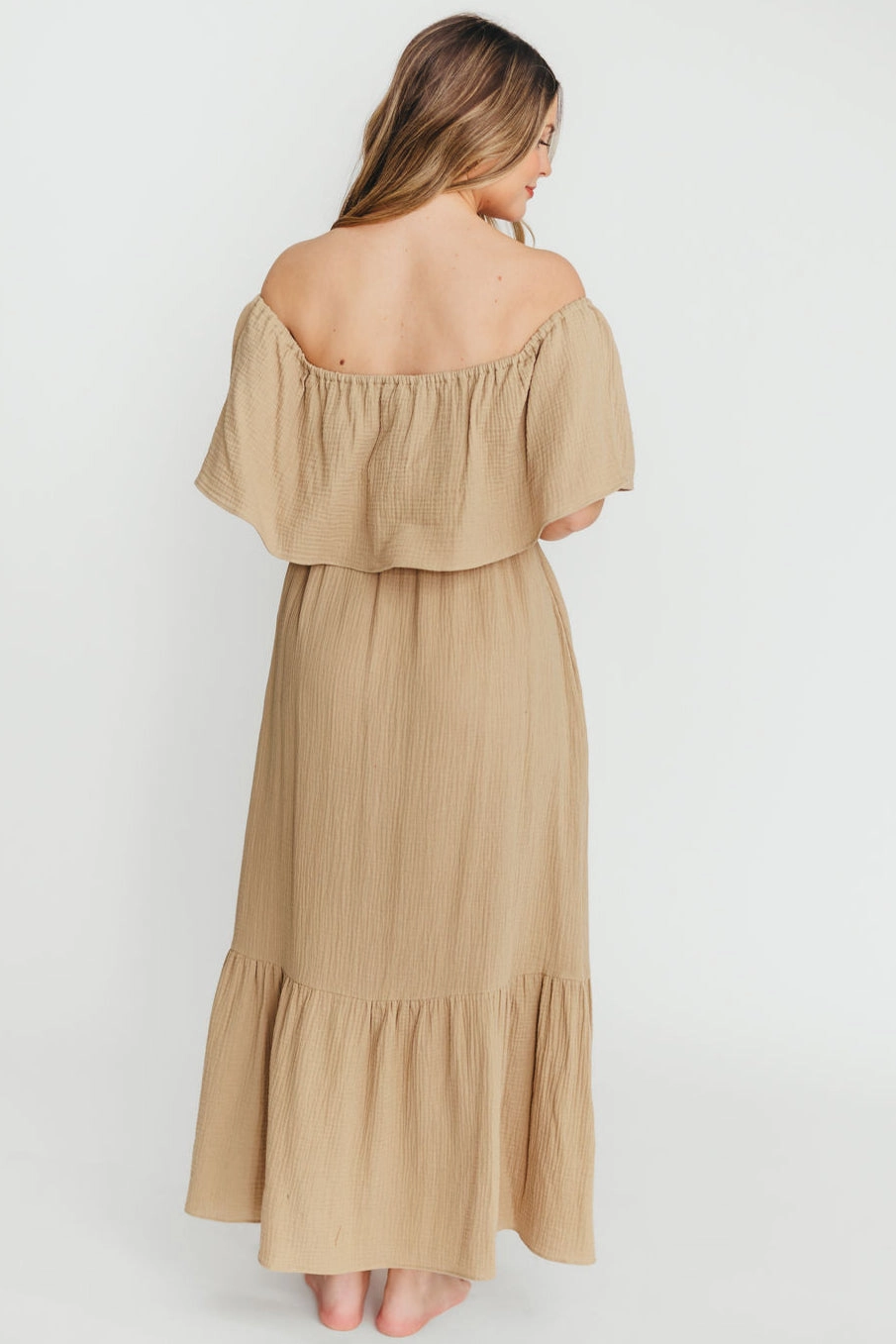 Effortless Pair Comfort Fit Josie 100% Cotton Maxi Dress in Khaki