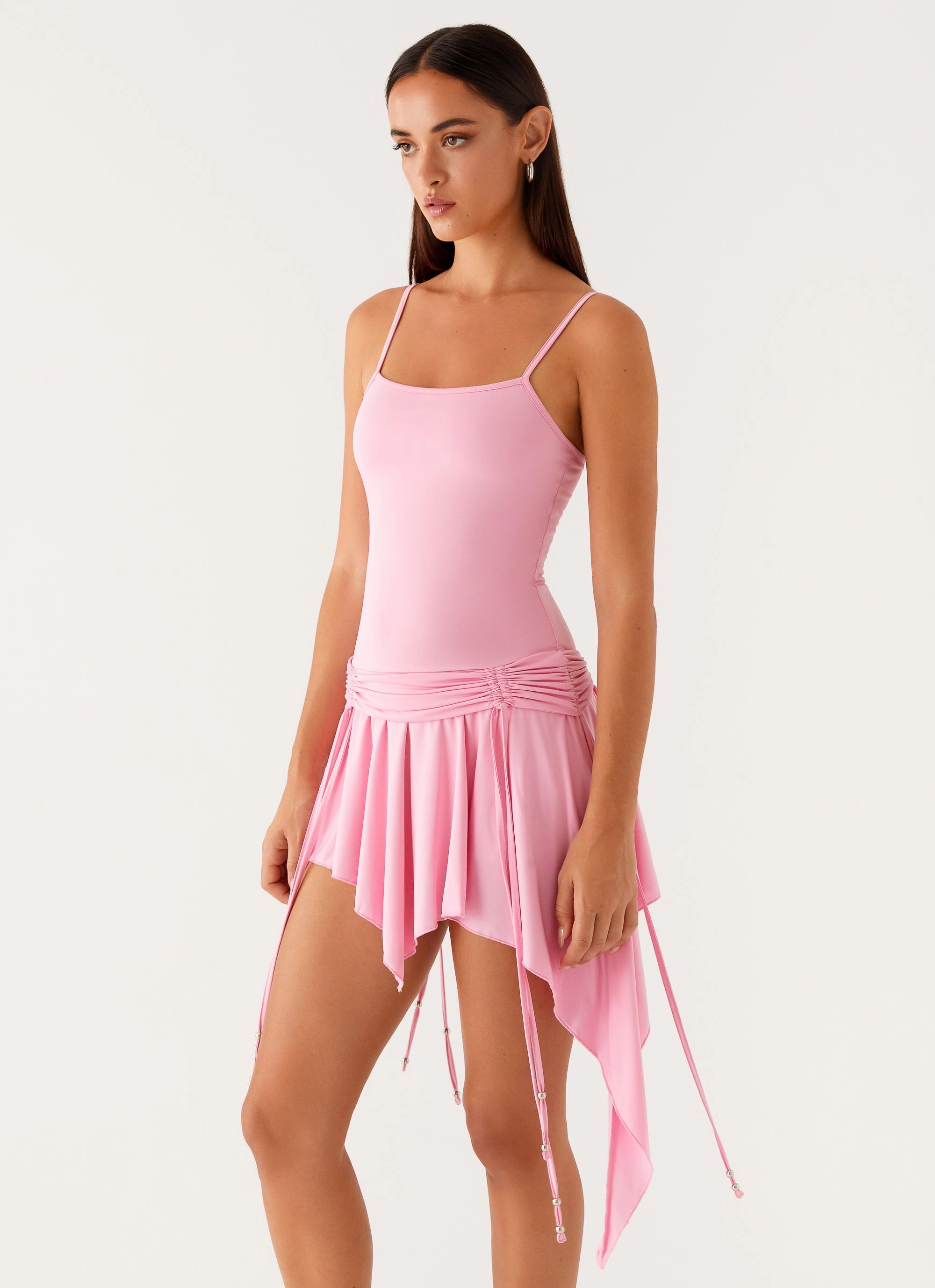 Work Ease Lino Mini Dress - Baby Pink