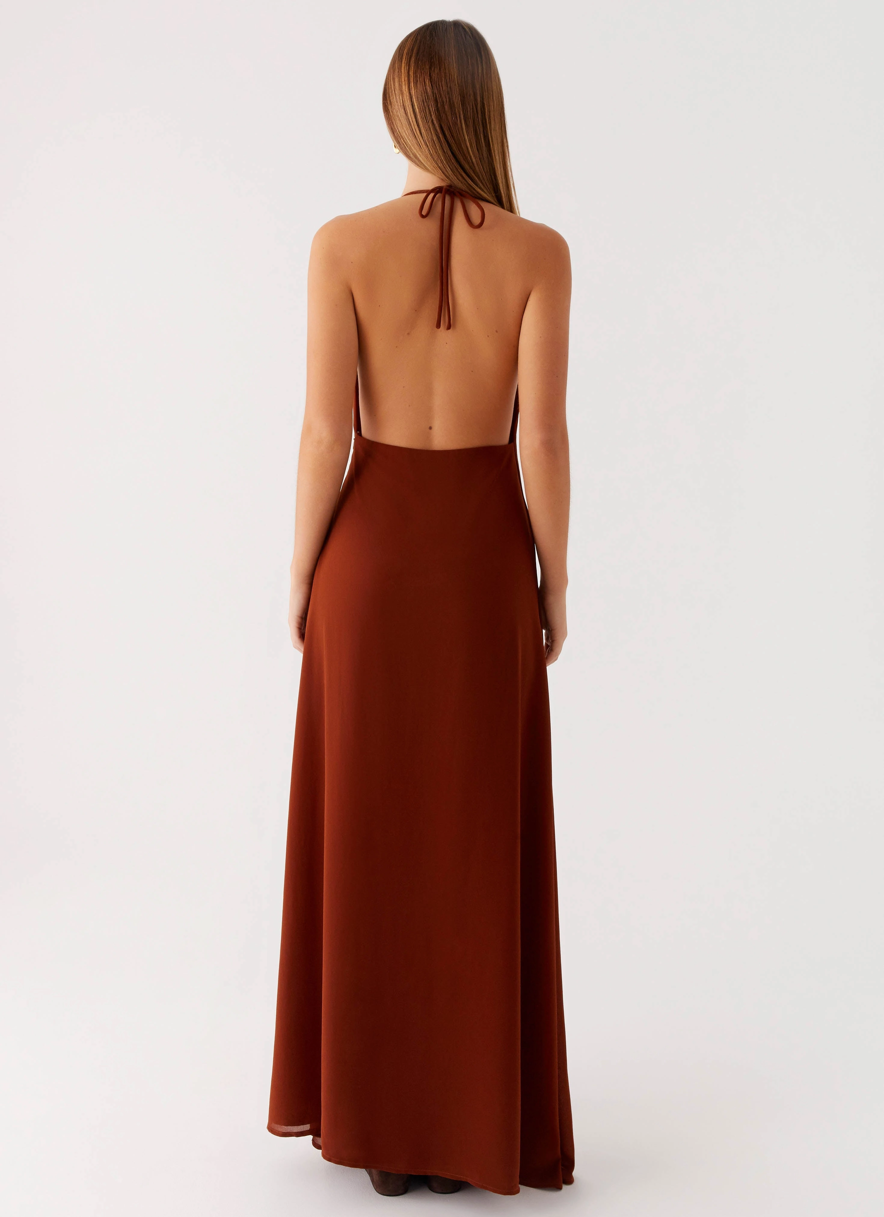 Sheer Overlay Marjoram Maxi Dress - Chocolate