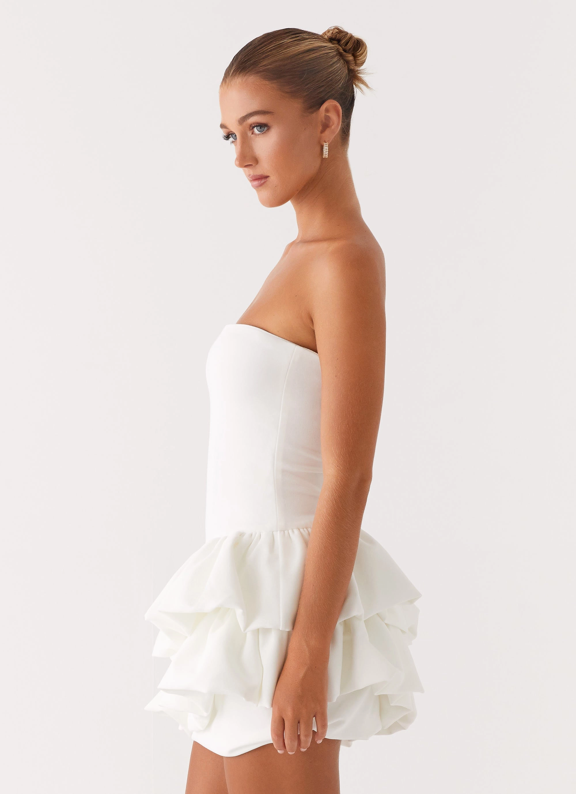 Marie Mini Dress - White Mesh-Detail