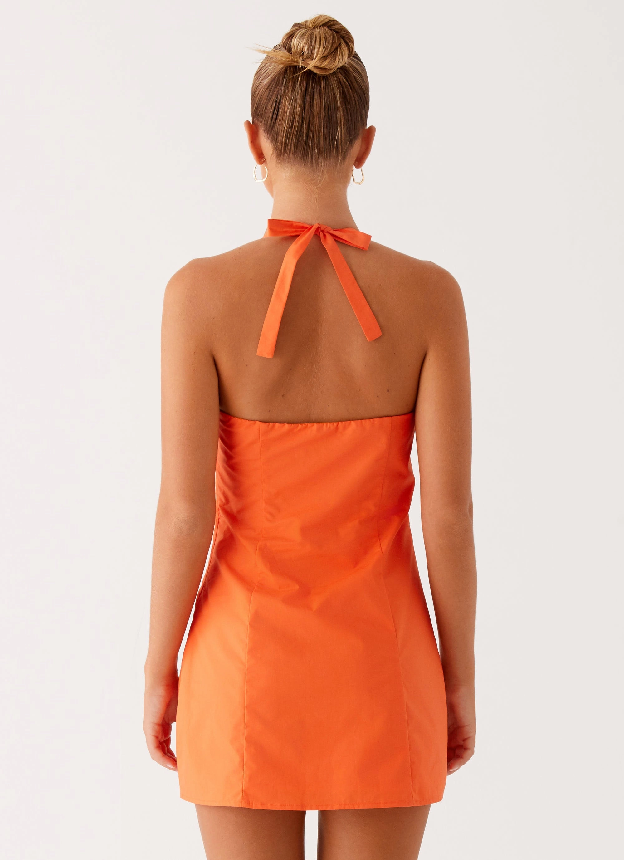 Contessa Halter Mini Dress - Orange Light Weight Work Fit