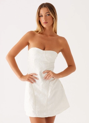 So Stylish Mini Dress - White Fashionable Fit One-Shoulder