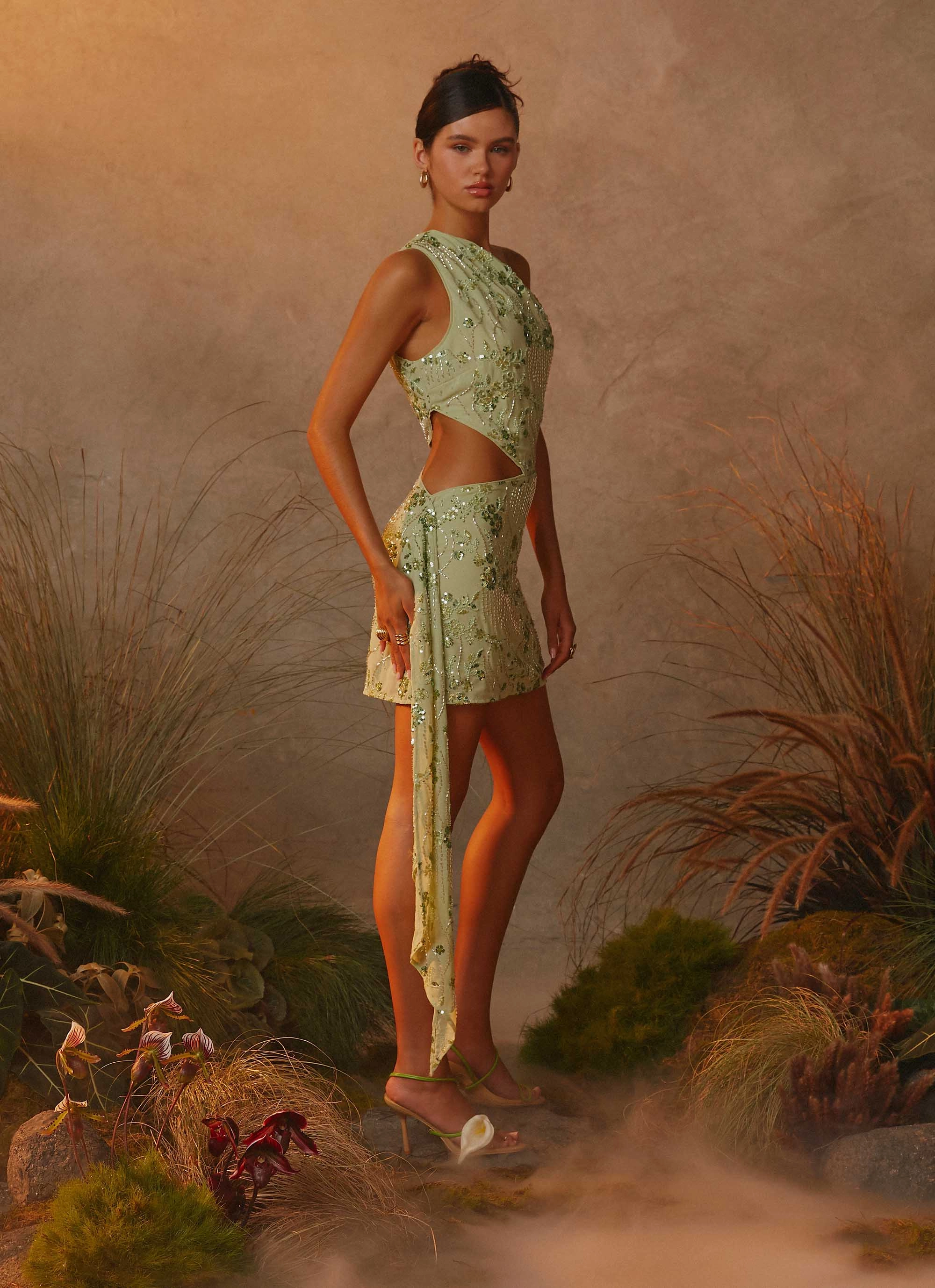 Light Silhouette Juelz Beaded Mini Dress - Lime