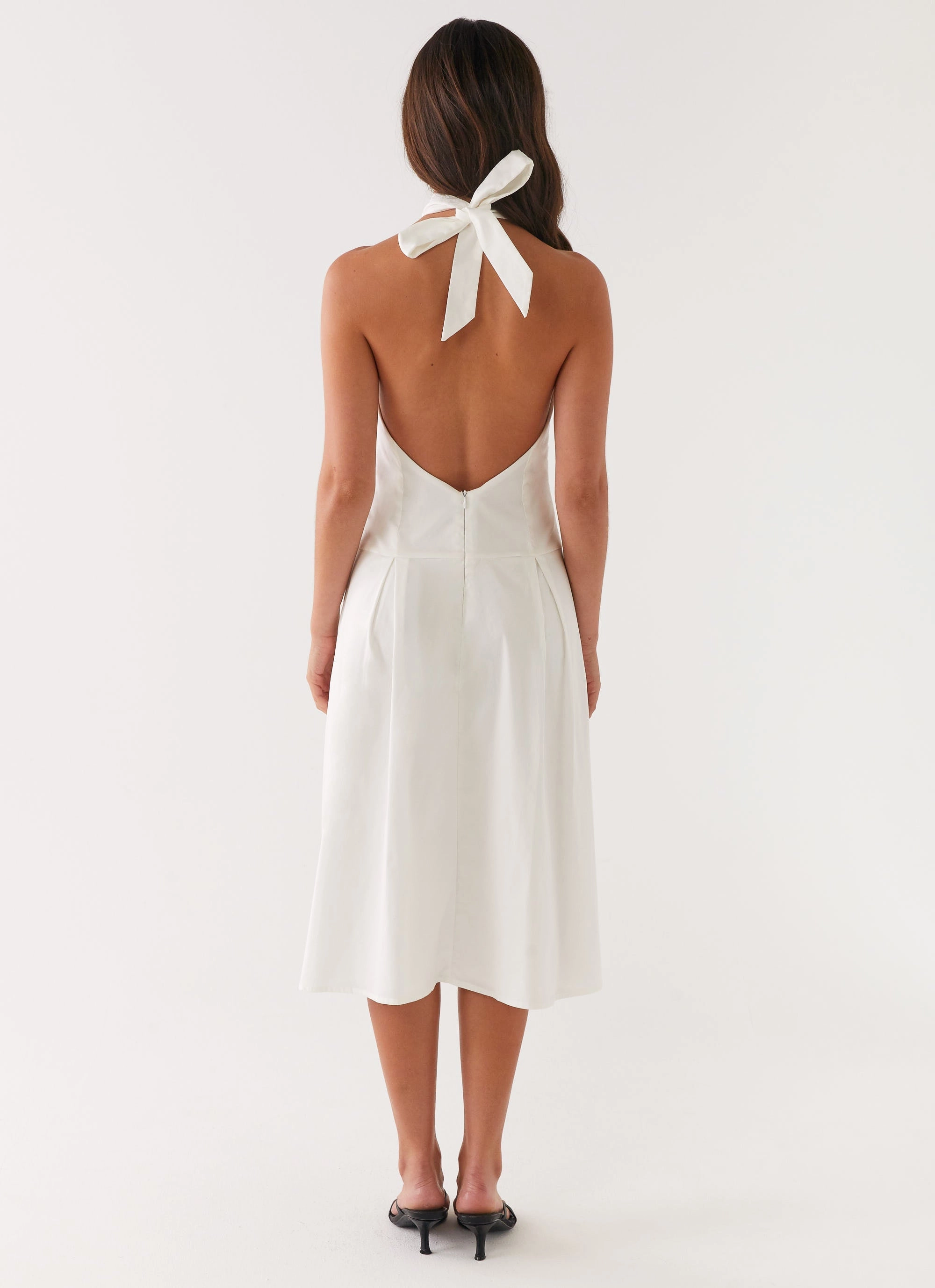 Calla Halter Midi Dress - White Exclusive-Design