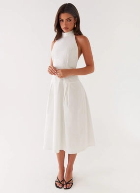 Tasteful Detail Calla Halter Midi Dress - White
