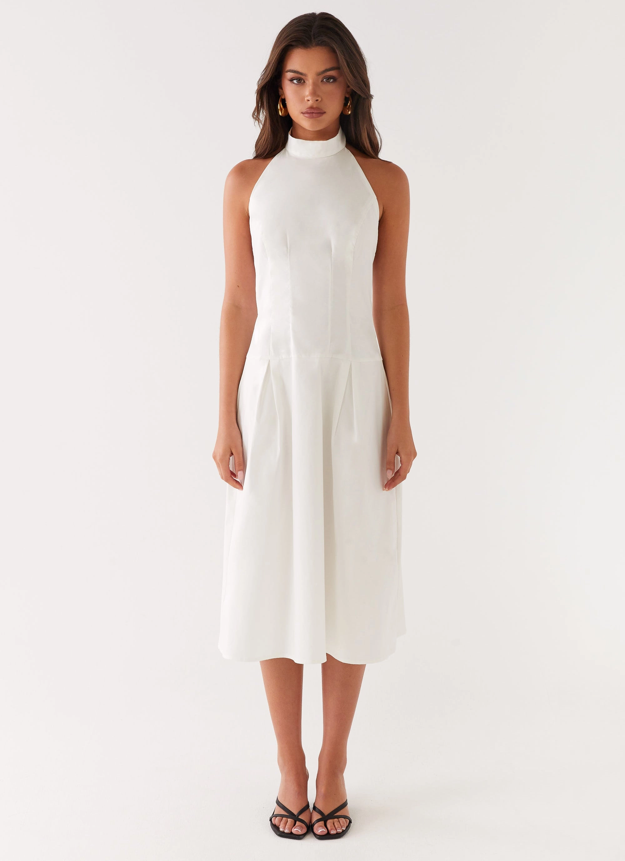 Moment Light Date Ready Calla Halter Midi Dress - White