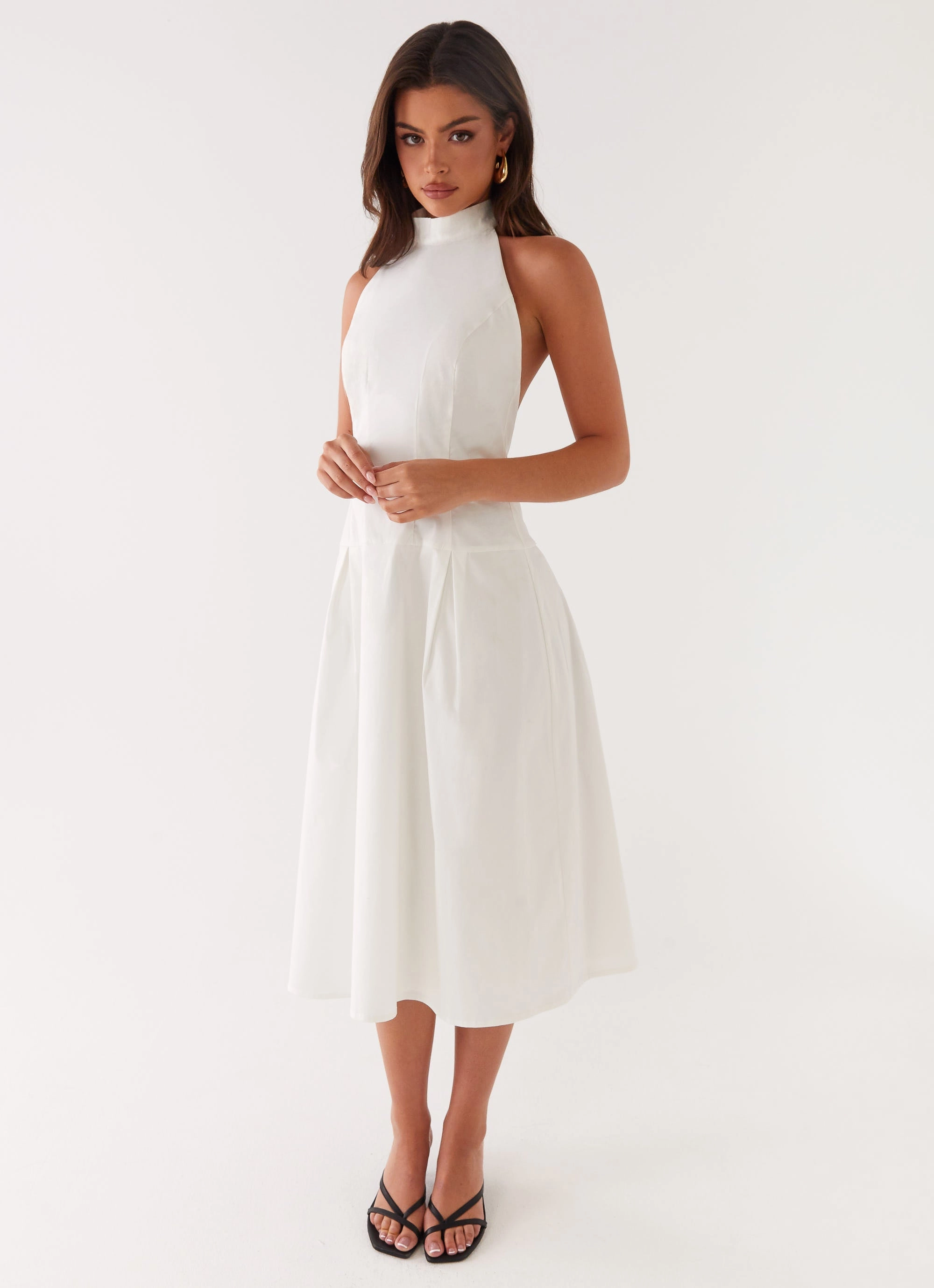 Tasteful Detail Calla Halter Midi Dress - White