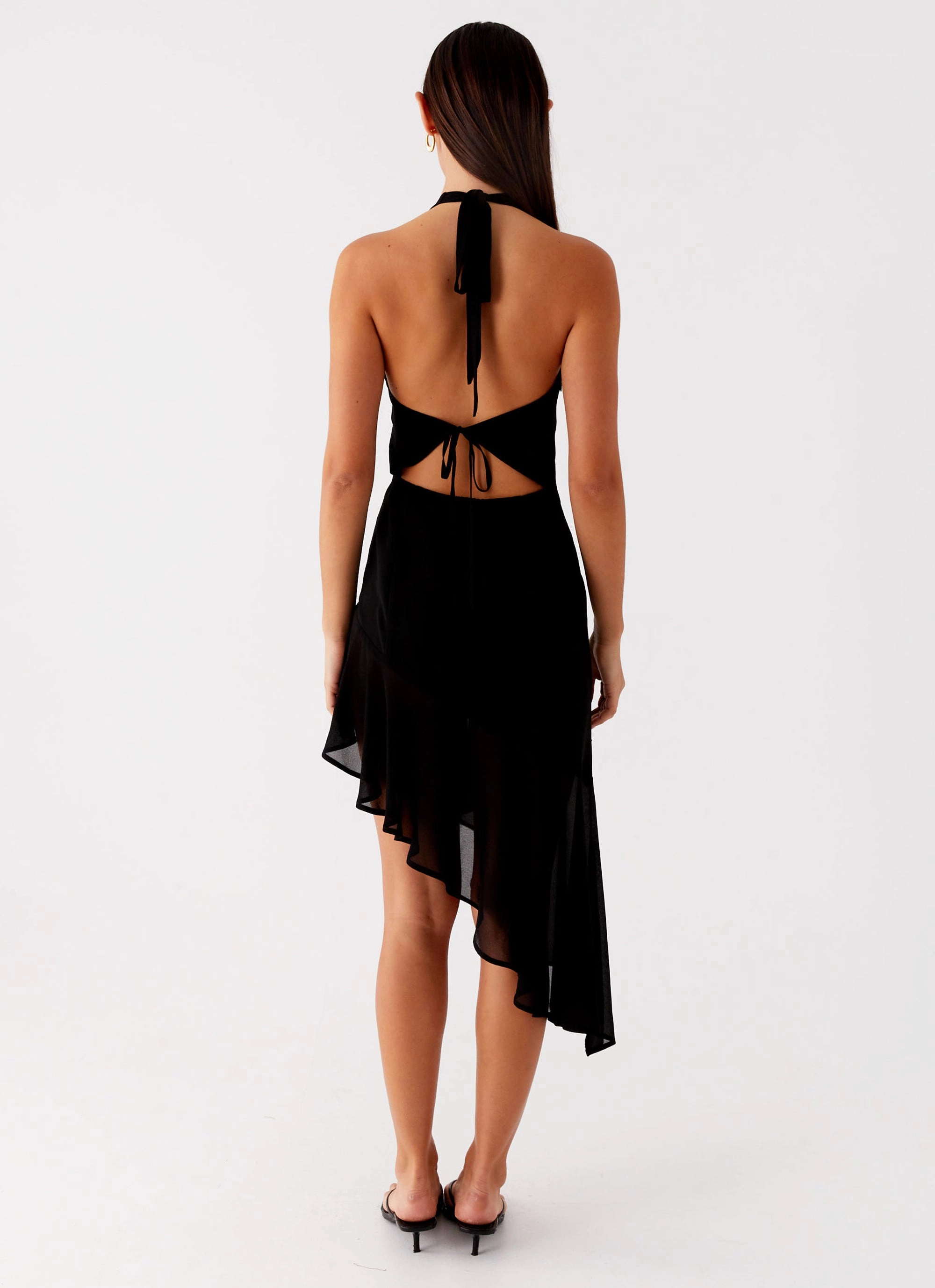 Urban Drape Tonal-Panel Clean Slate Midi Dress - Black