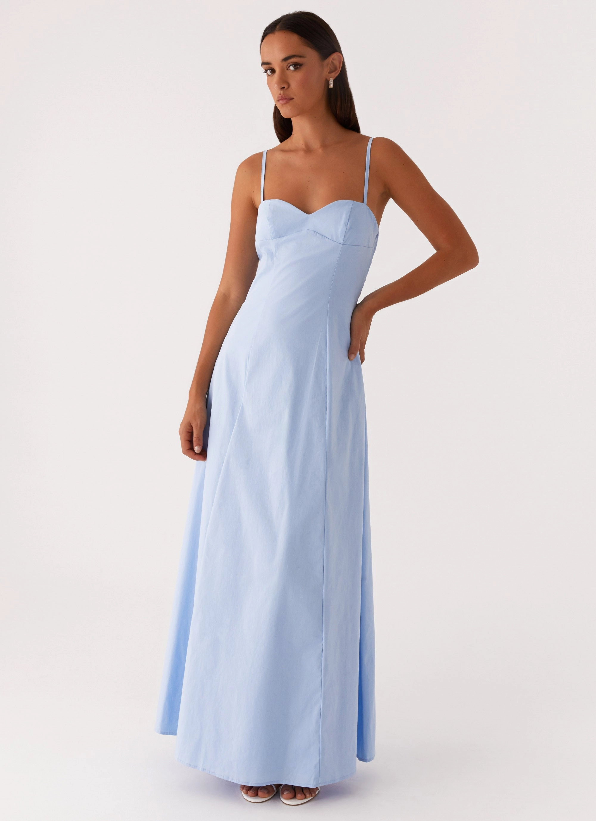 Trendy Layer Clear As Day Maxi Dress - Blue