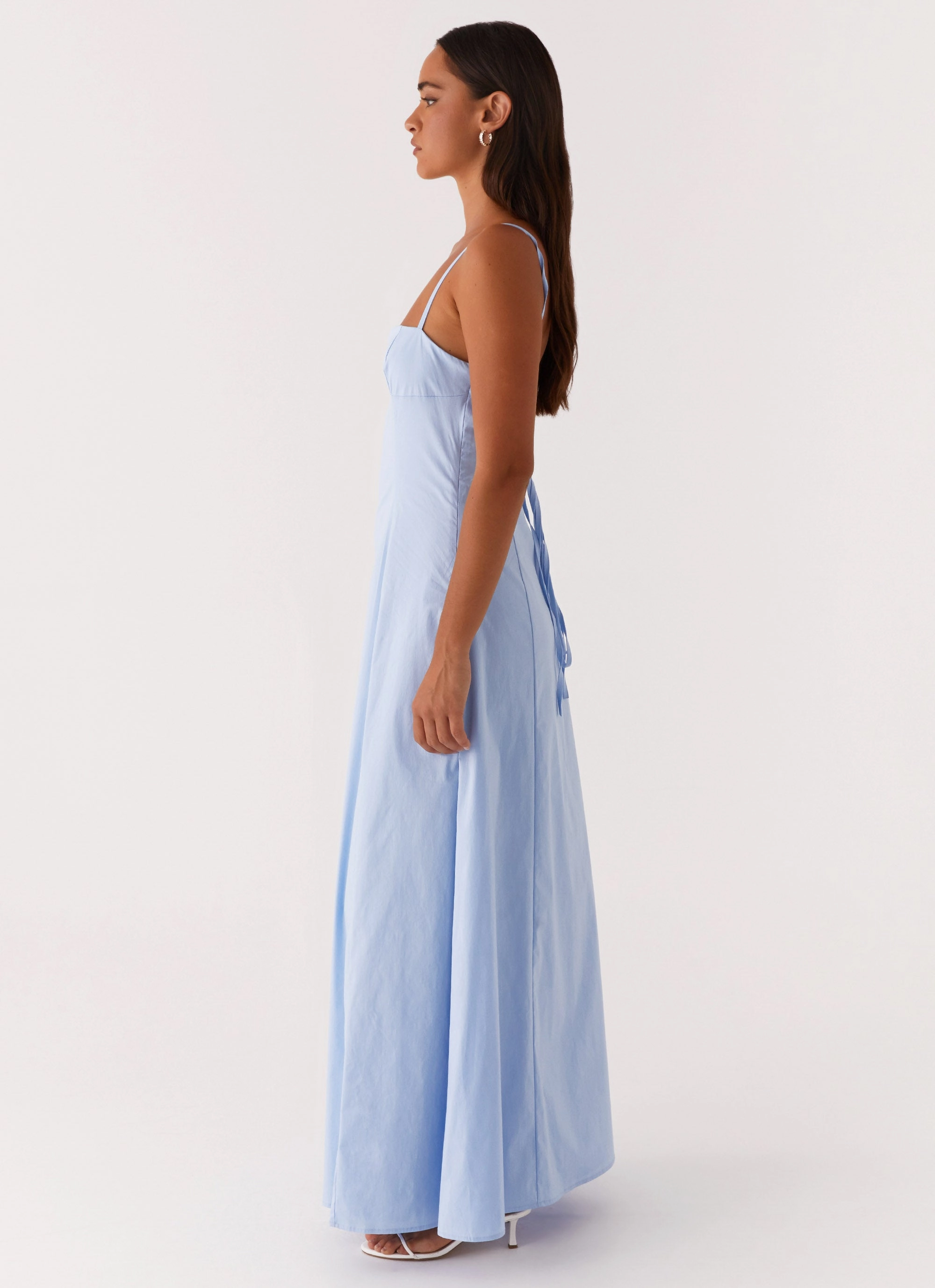 Chic Spirit Party Floral Clear As Day Maxi Dress - Blue