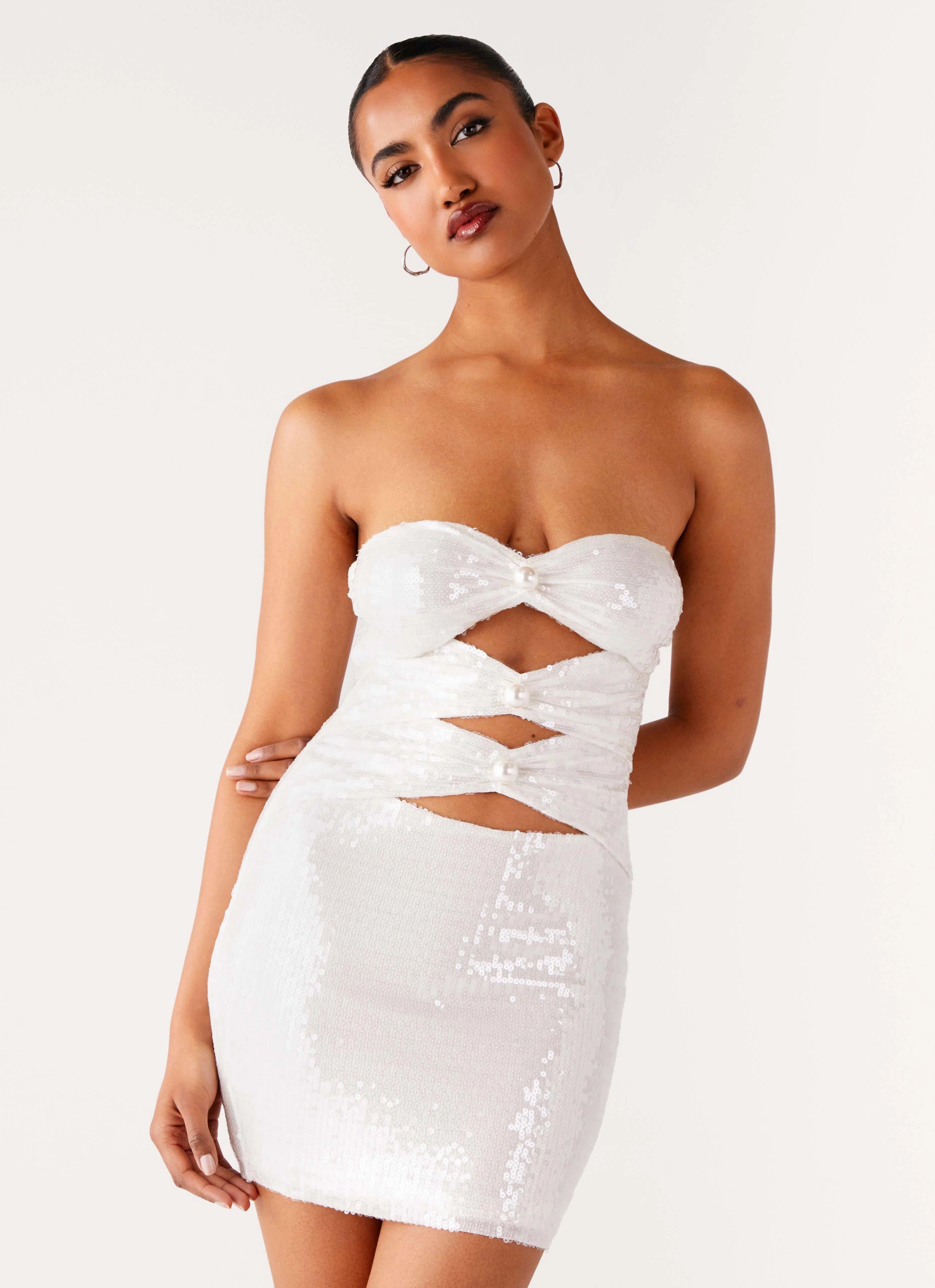 Clyra Sequin Mini Dress - Ivory Trendy Appearance