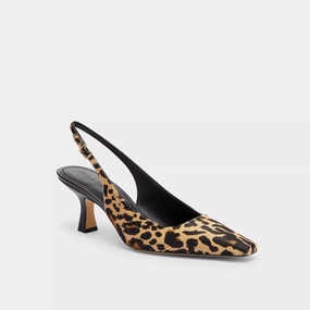 Coach Outlet Slingback Heel With Leopard Print Leather Material