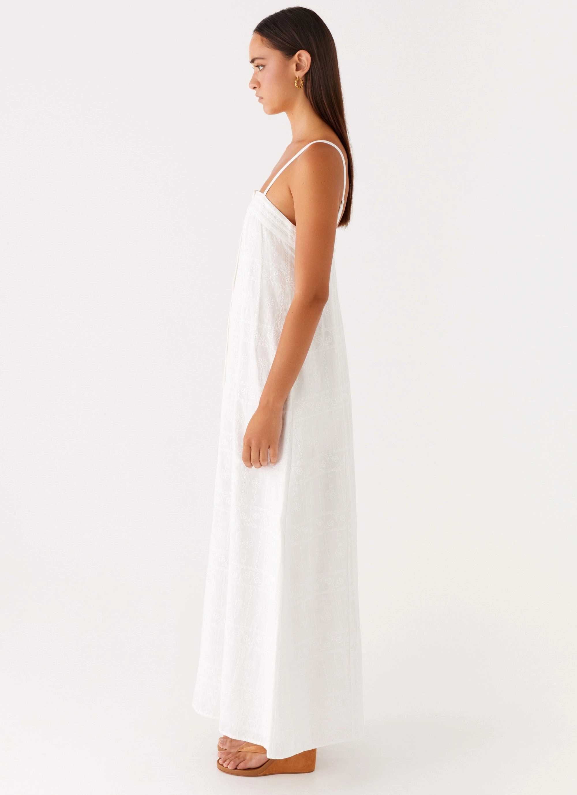Jewel Accent Light Weight Cole Maxi Dress - White