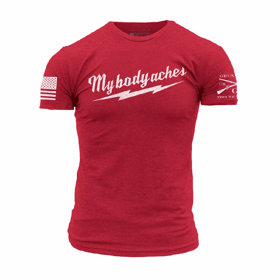 My Body Aches T-Shirt - Red Silk combination fade resistant color