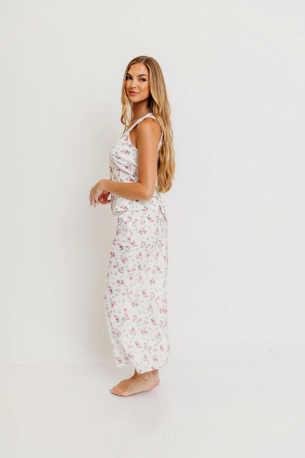 Melrose Floral Button-Up Top and Maxi Skirt Set in Off White *Final-Sale* Smart Pairing ruffle trim