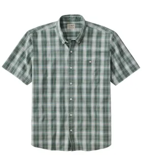 Comfort Stretch Chambray Shirt Short Sleeve Slightly Fitted Plaid Men's Regular Structured Collar High-Quality Material