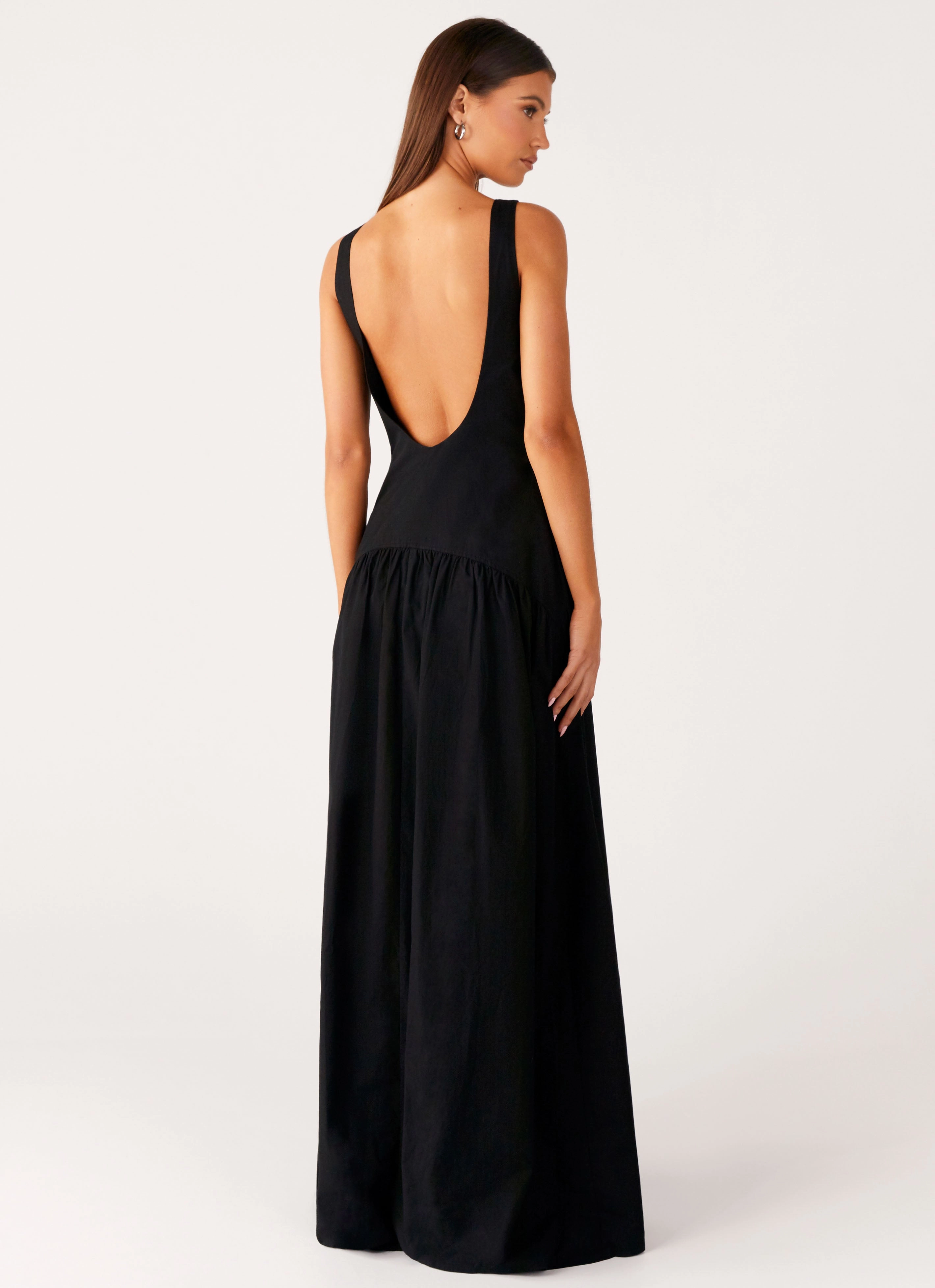 Lightweight-Structure Cool Draping Morena Maxi Dress - Black