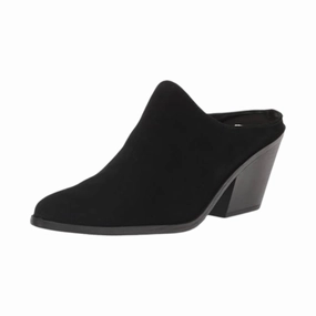 Women's Nicole Mule In Black Suede Comfort Engineering Stretchy