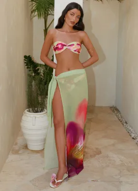 Low Tide Sarong Maxi Skirt - Green Tropical Matte-Appearance