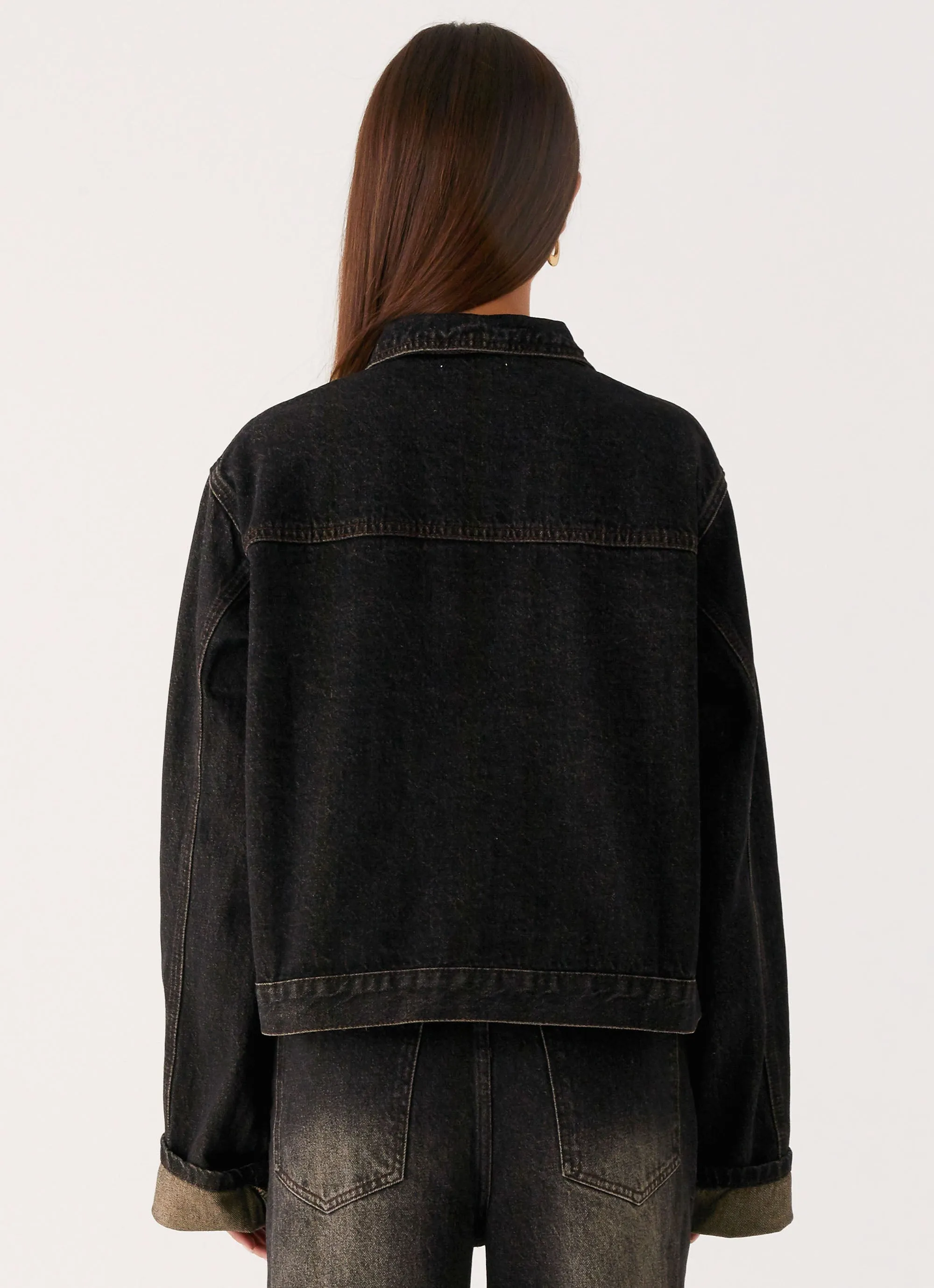 Off Duty HeatRegulating Back Again Oversized Denim Jacket - Acid Charcoal