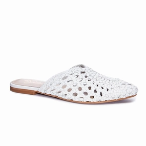 Wild Flower Leather Mule In White Soft Soles