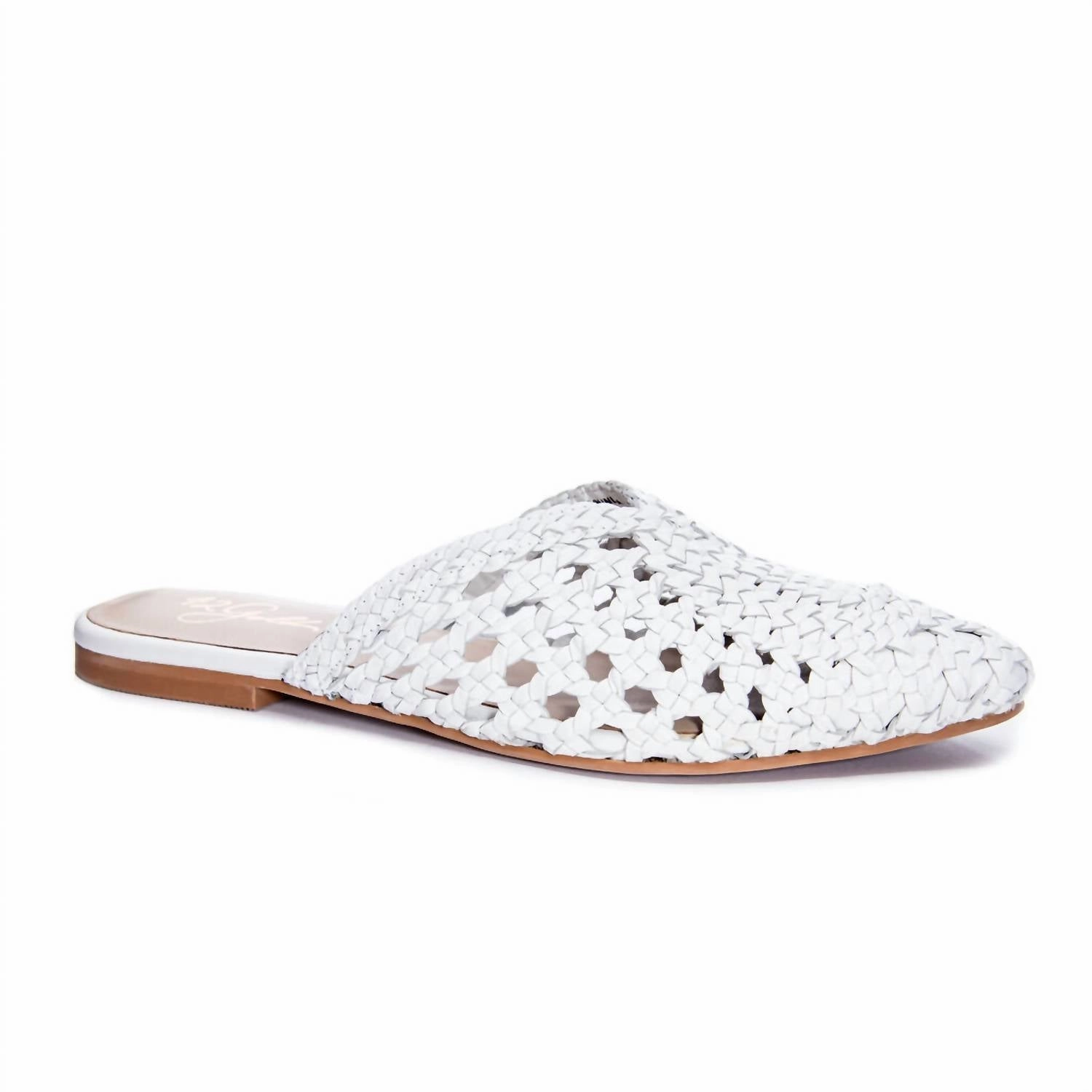 Wild Flower Leather Mule In White Soft Soles