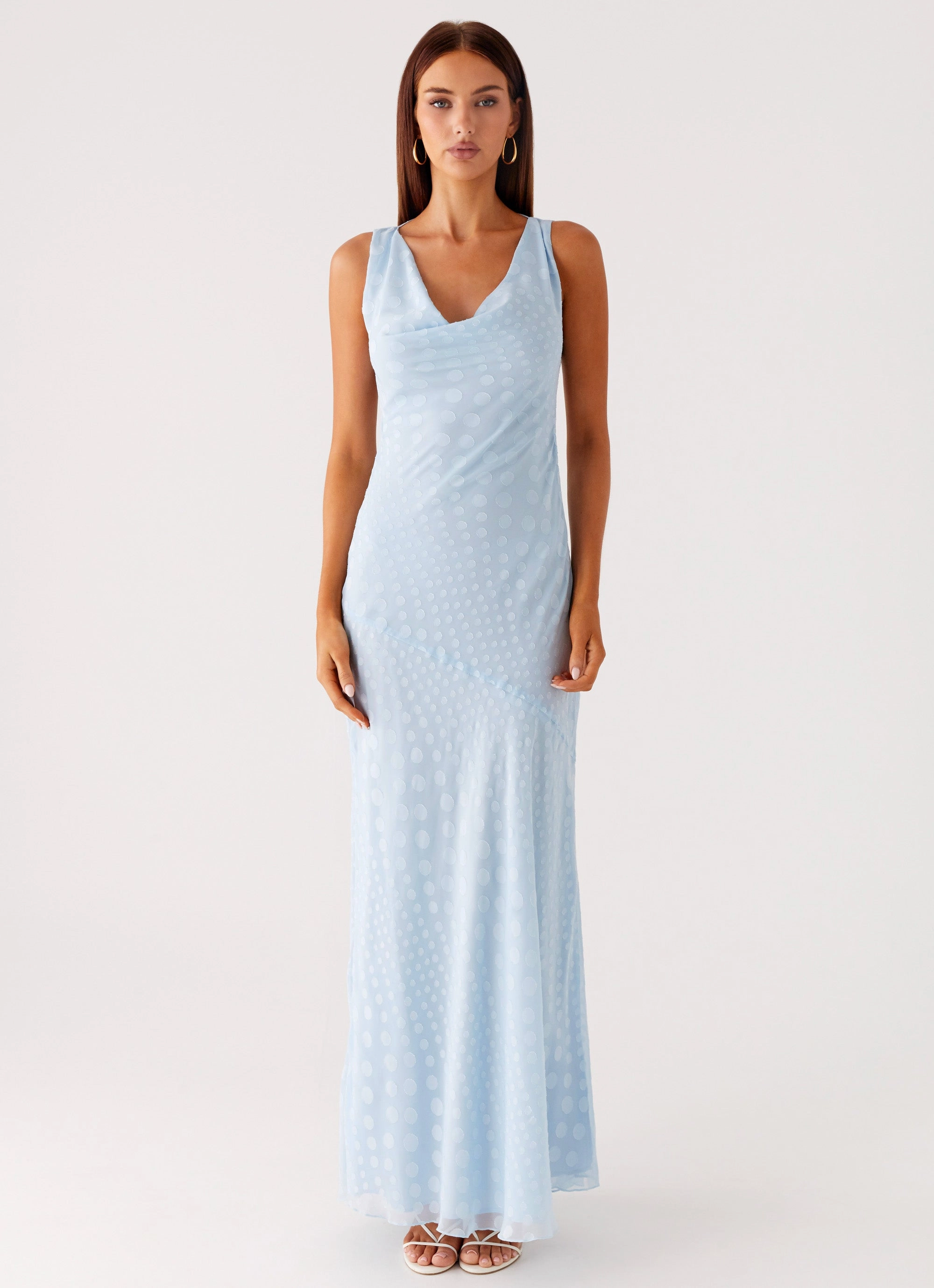 Basic Mood Puff-Sleeve Sundance Chiffon Maxi Dress - Blue