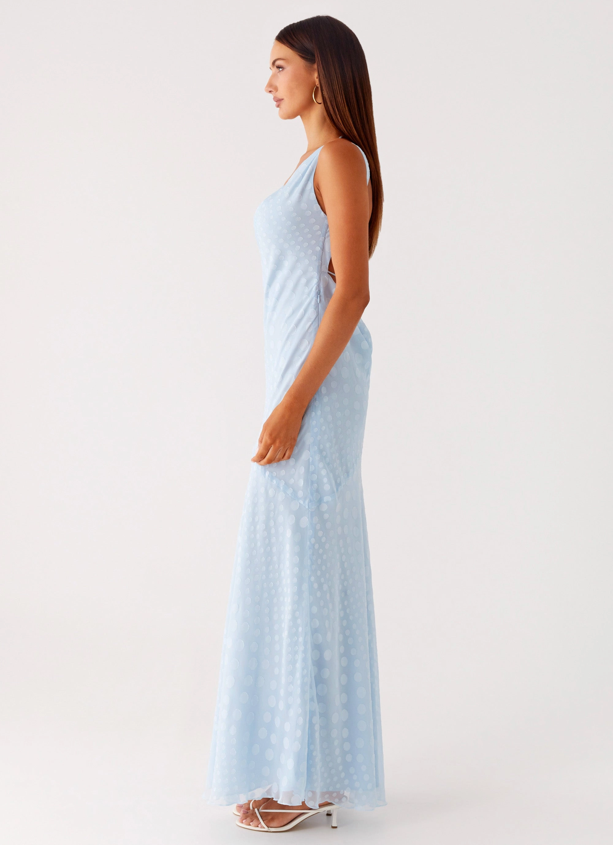 Sundance Chiffon Maxi Dress - Blue Pleated-Texture animal-print