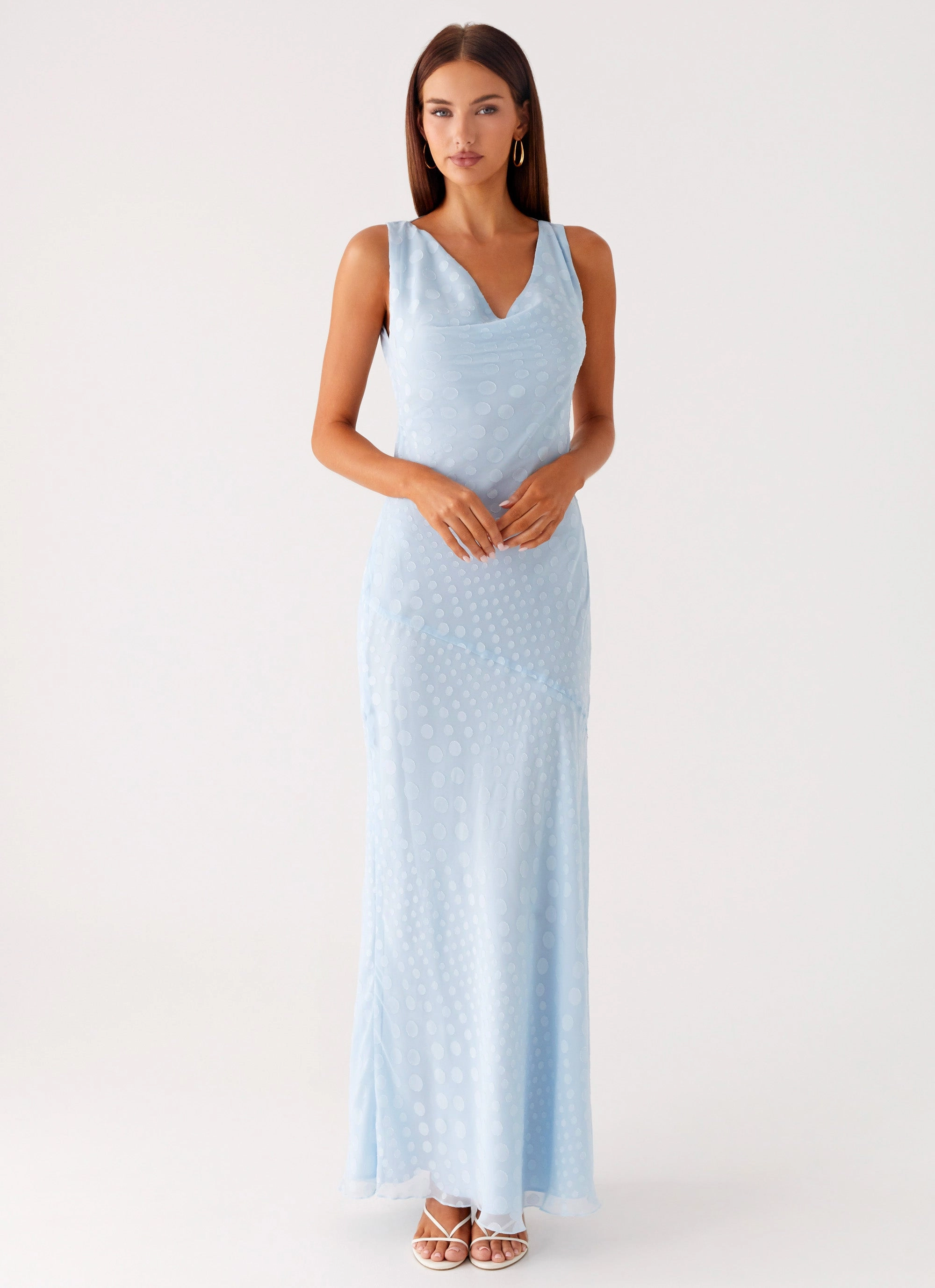 Formal Setting Low-Waist Sundance Chiffon Maxi Dress - Blue