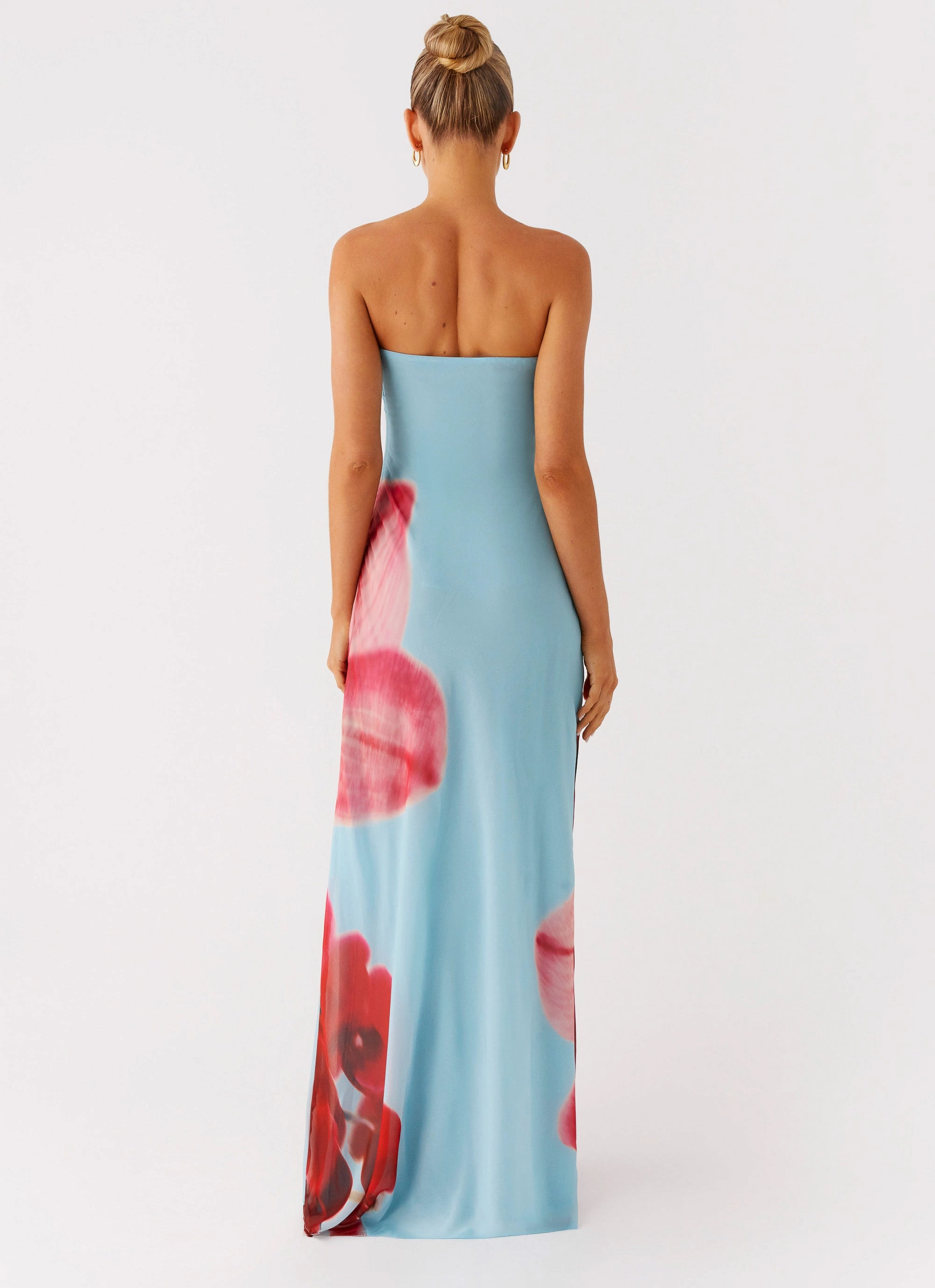 Amelle Maxi Dress - Turquoise Bloom TearResistantFabric WideCollarDesign