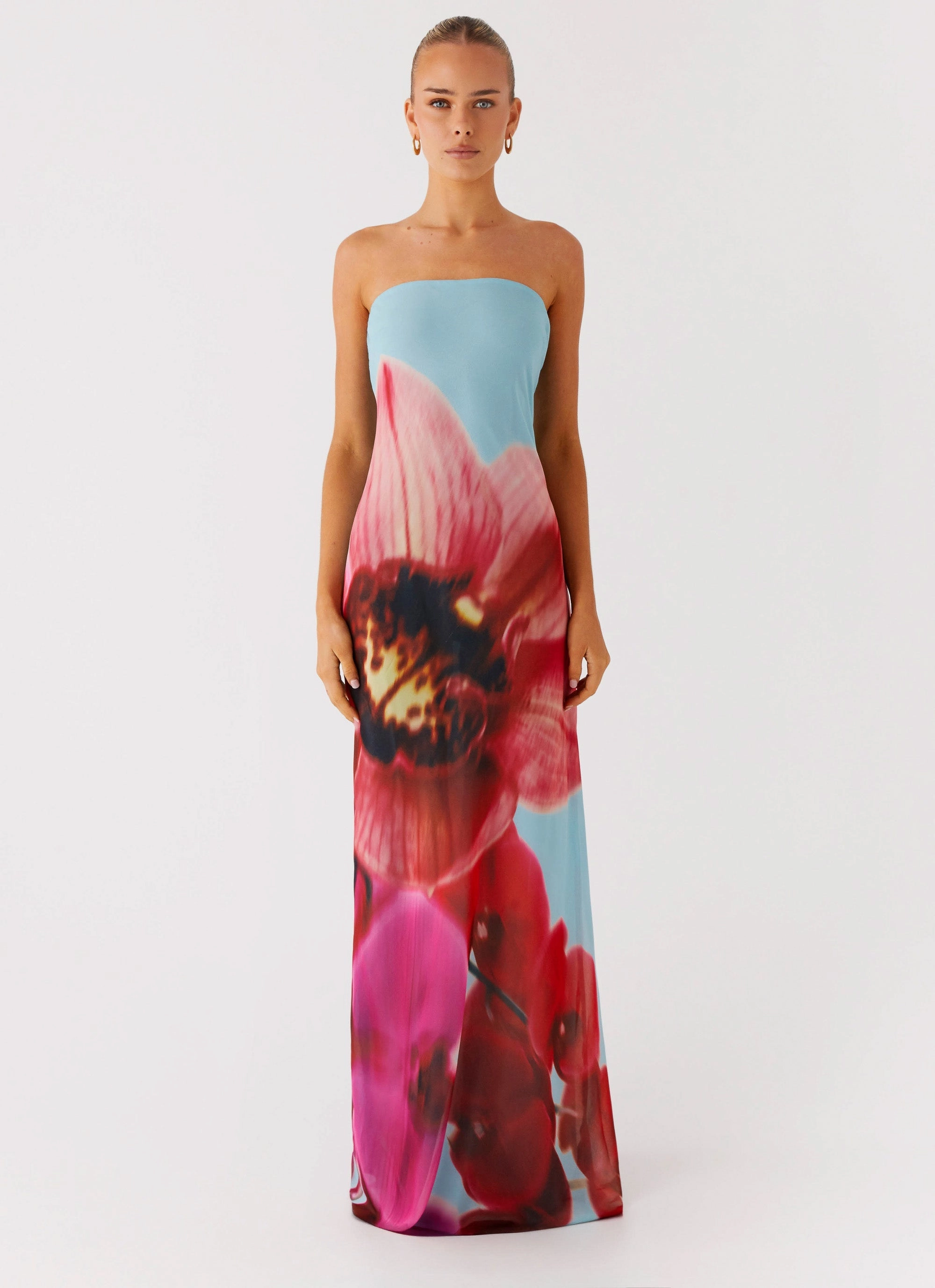 Straight-Cut Sun-Protective Amelle Maxi Dress - Turquoise Bloom