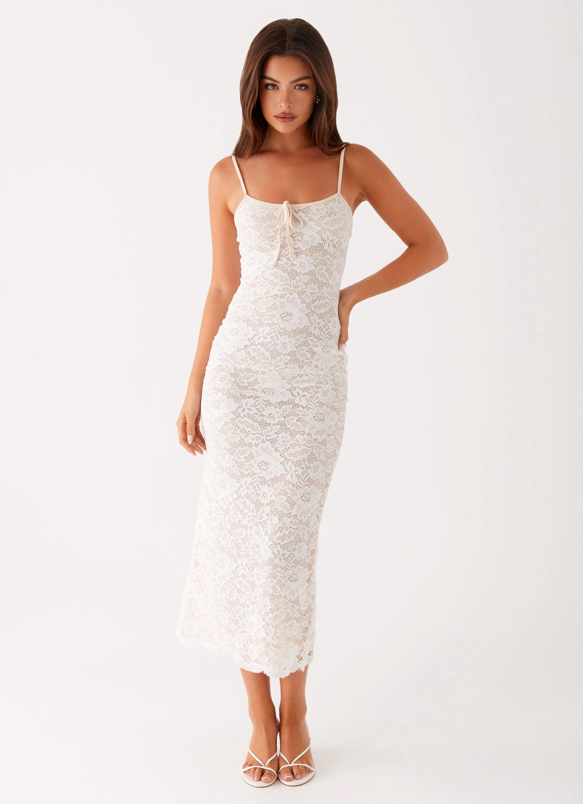 Sporty Look Postcards Lace Midi Dress - Ivory