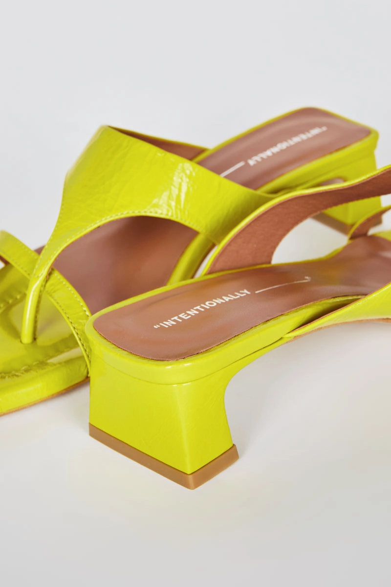 Intentionally Blank Flume Block Heeled Sandal in Mustard Relax Walk Ergonomic Design