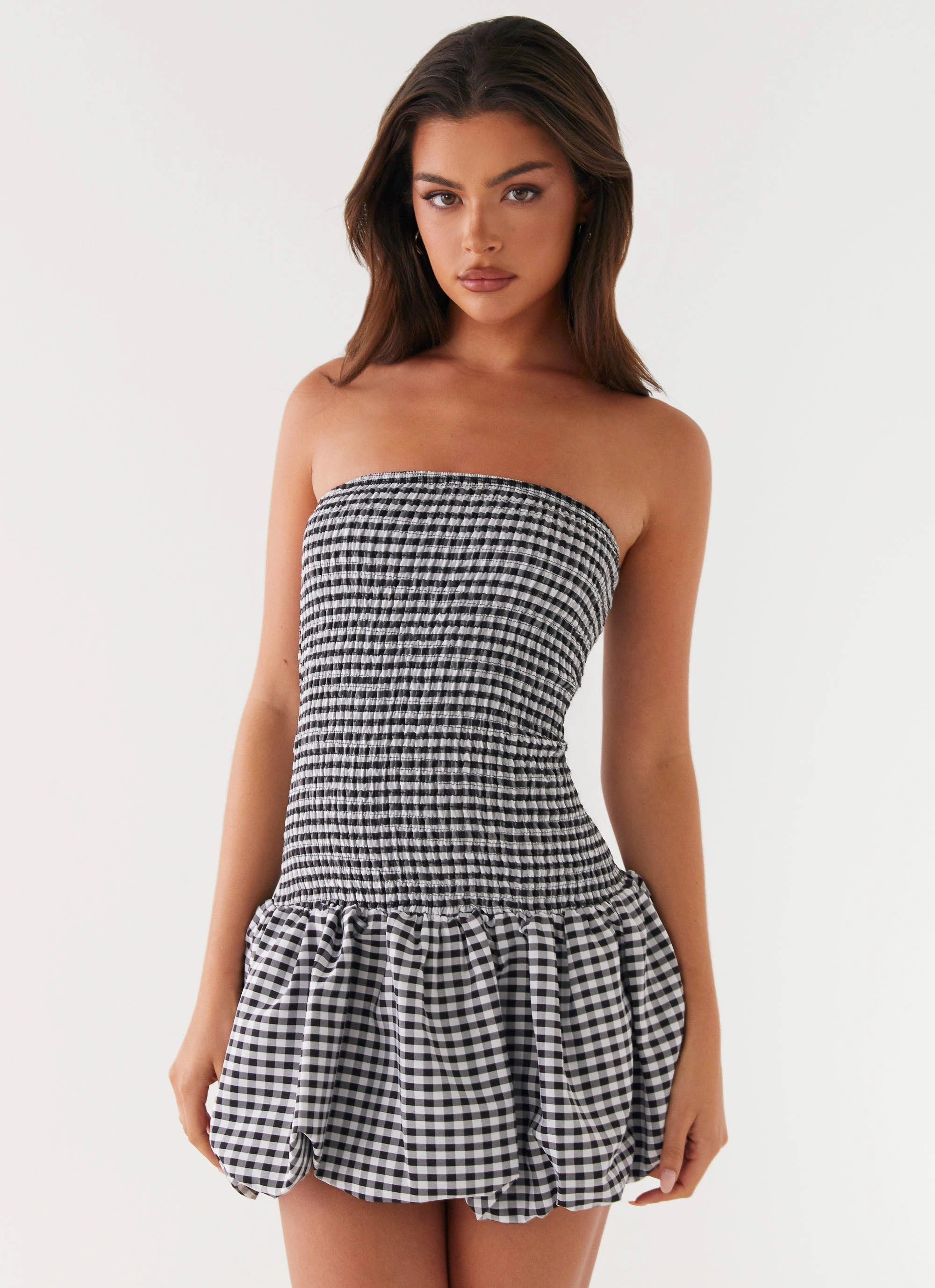 Casual chic dress Martell Mini Dress - Black Gingham
