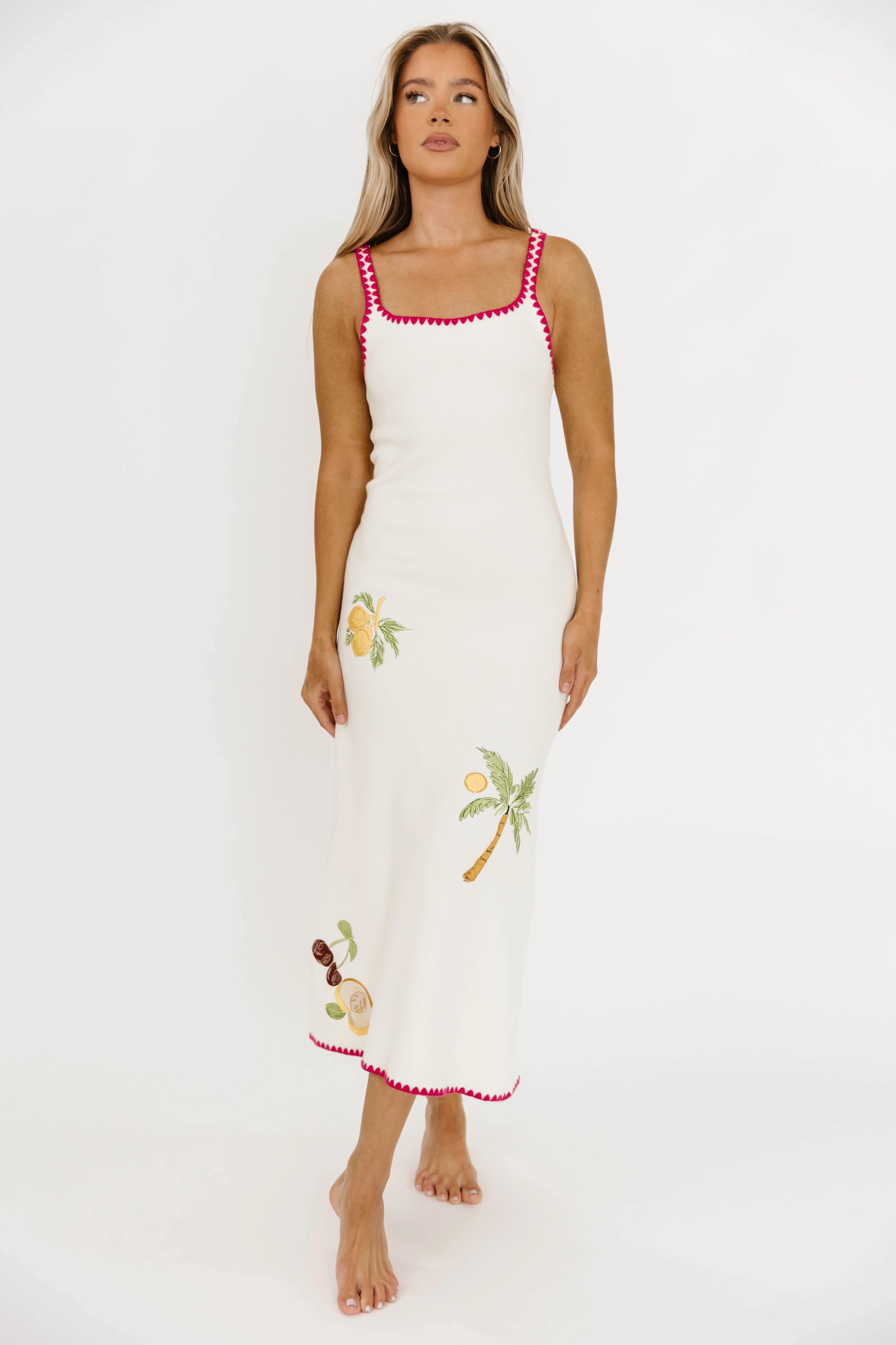 Meyer Embroidered Sweater Dress in Cream Fashionable Layer Casual Days