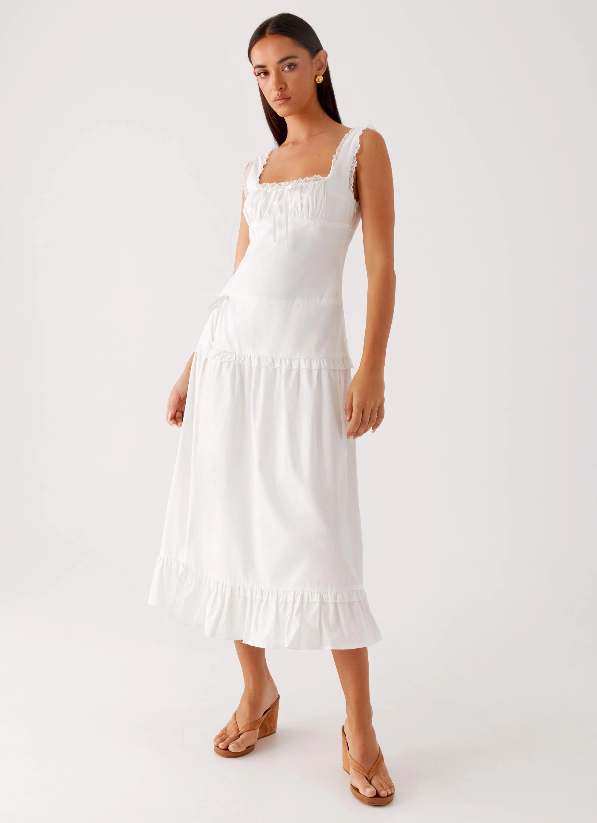 Quinn Midi Dress - White Essential Piece Mood Glow