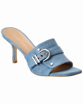 Stuart Weitzman Maverick Slide 75 Denim Sandal Instant Comfort Fit Breathable Footwear